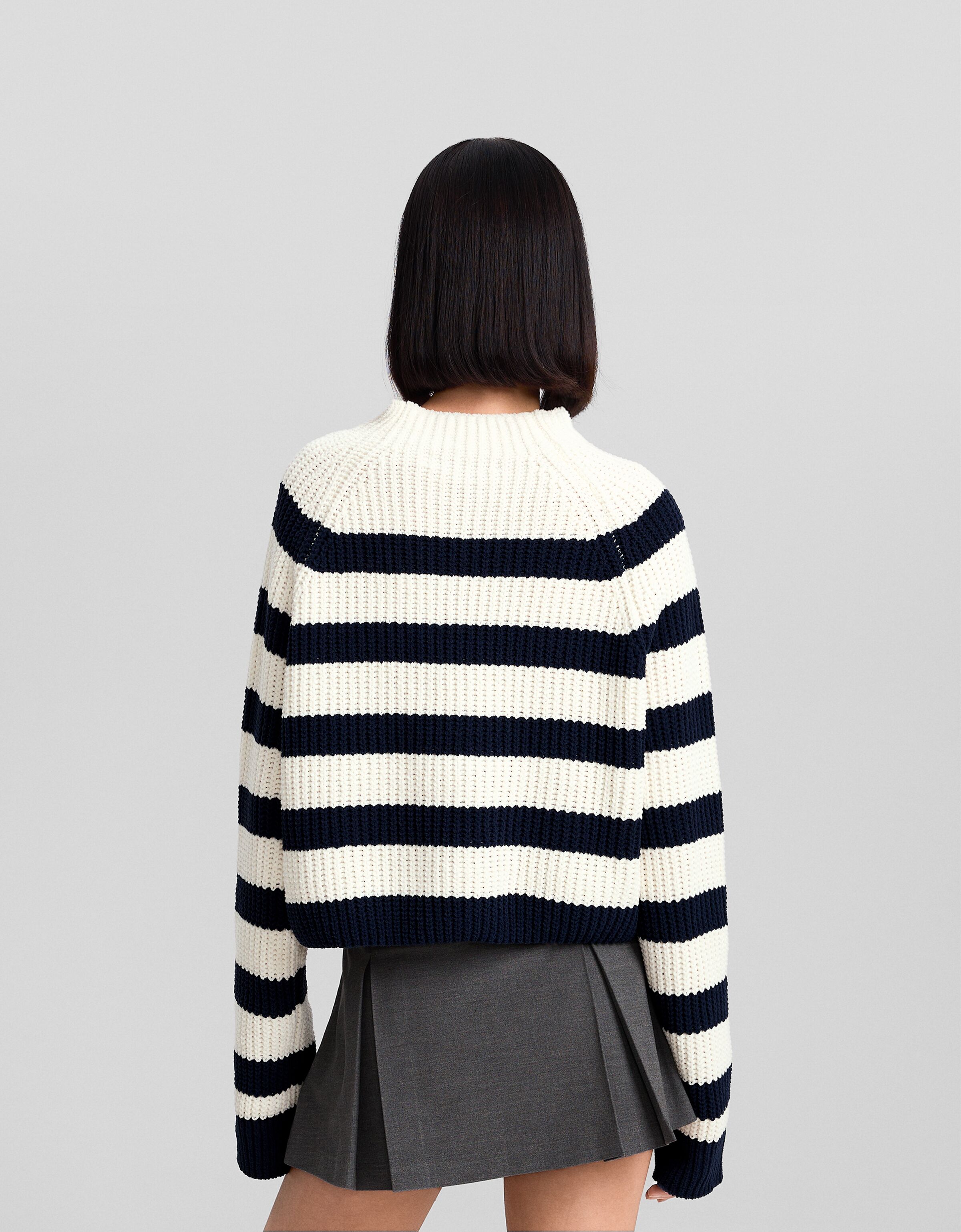 Jersey cuello subido rayas chenilla