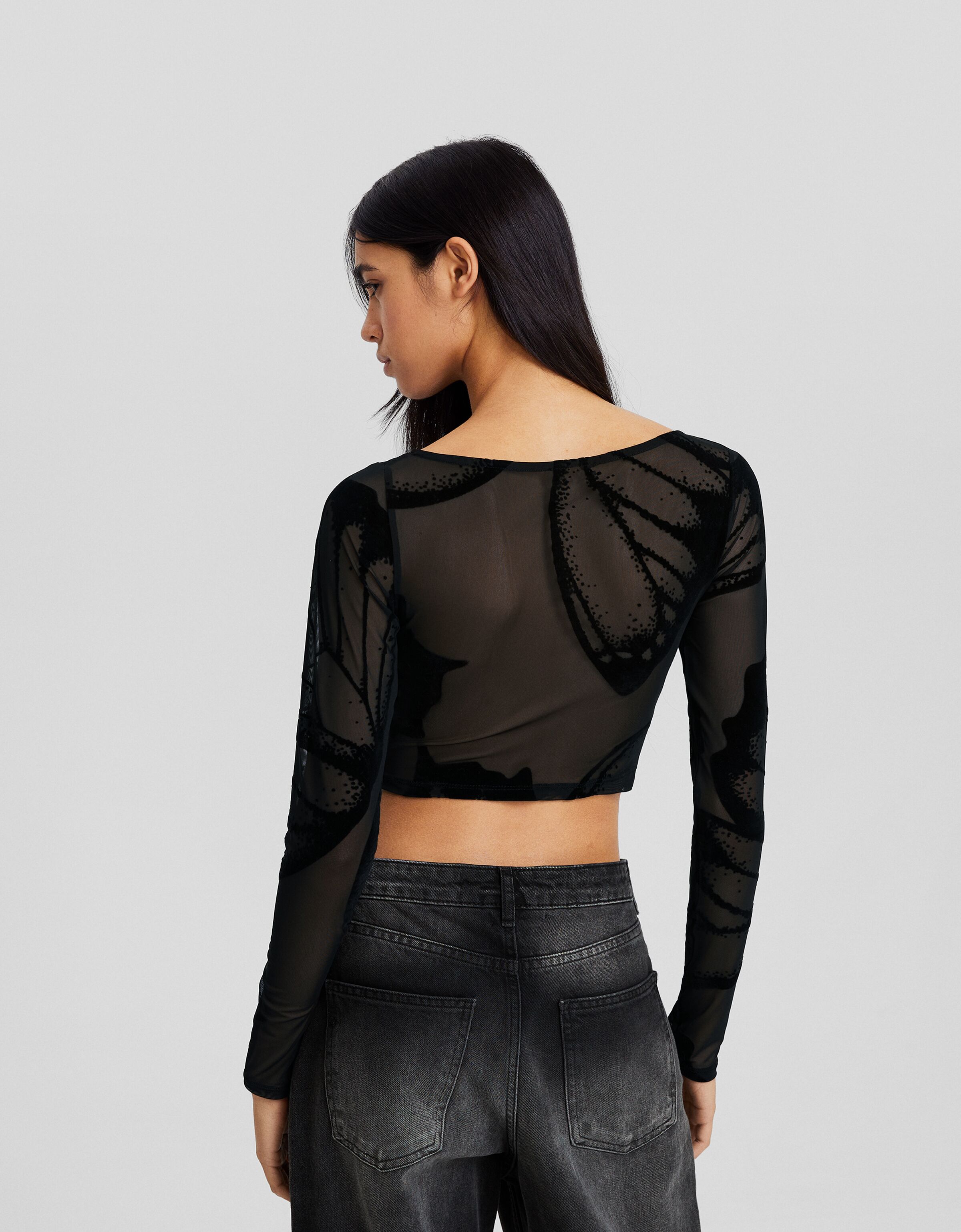 Camiseta manga larga frunce lateral print