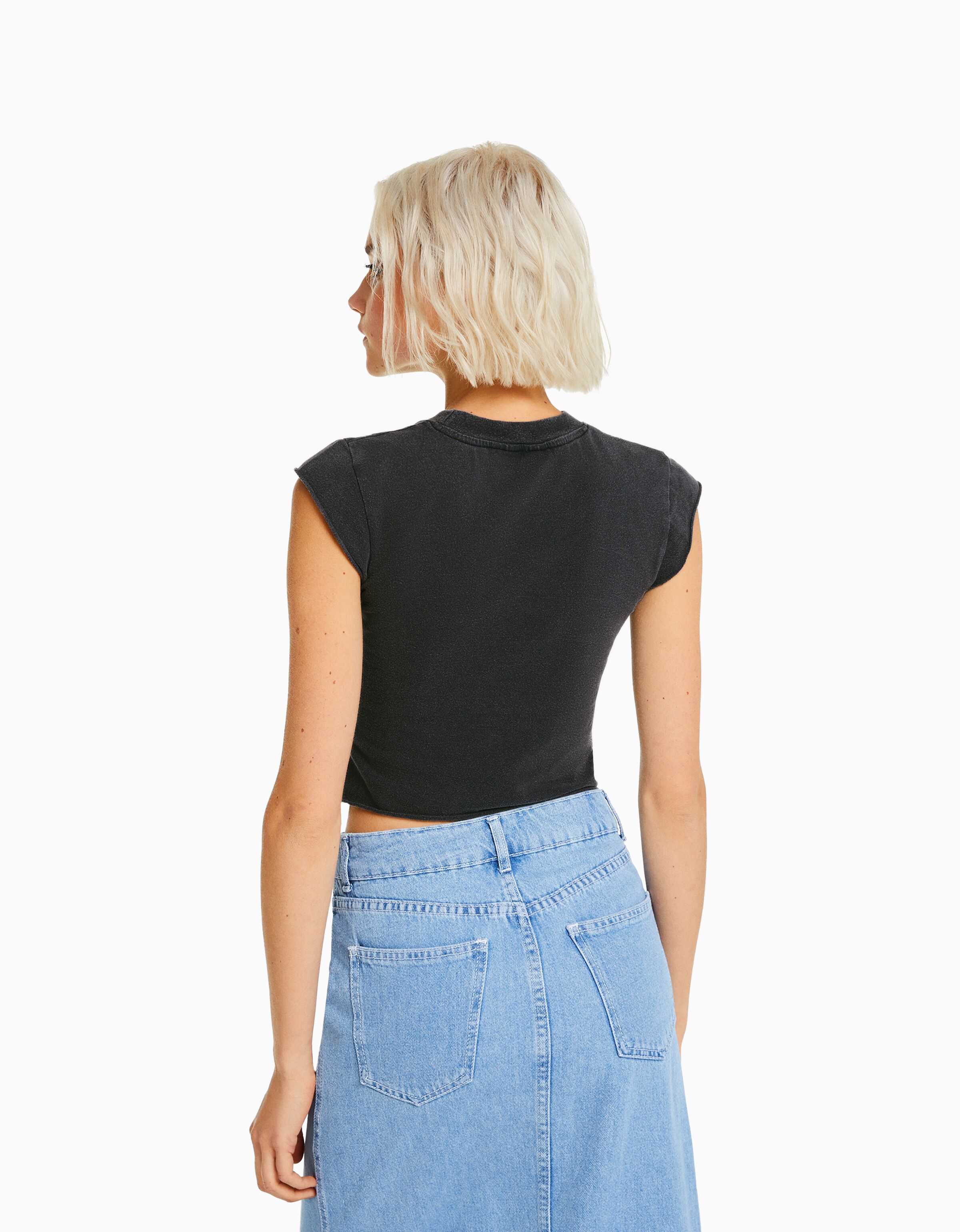 Camiseta Tupac sin mangas cropped print