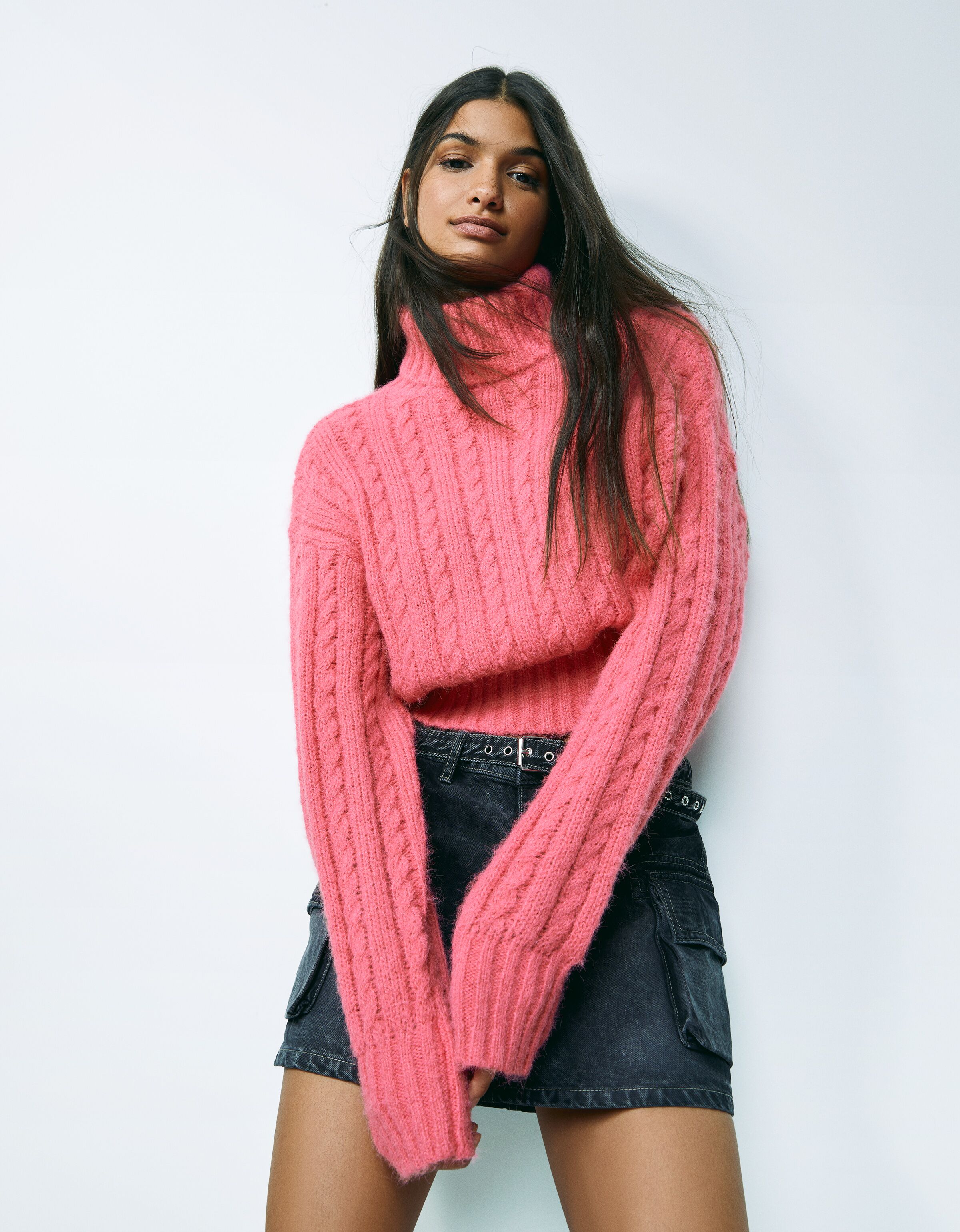 Jersey cuello subido trenzas