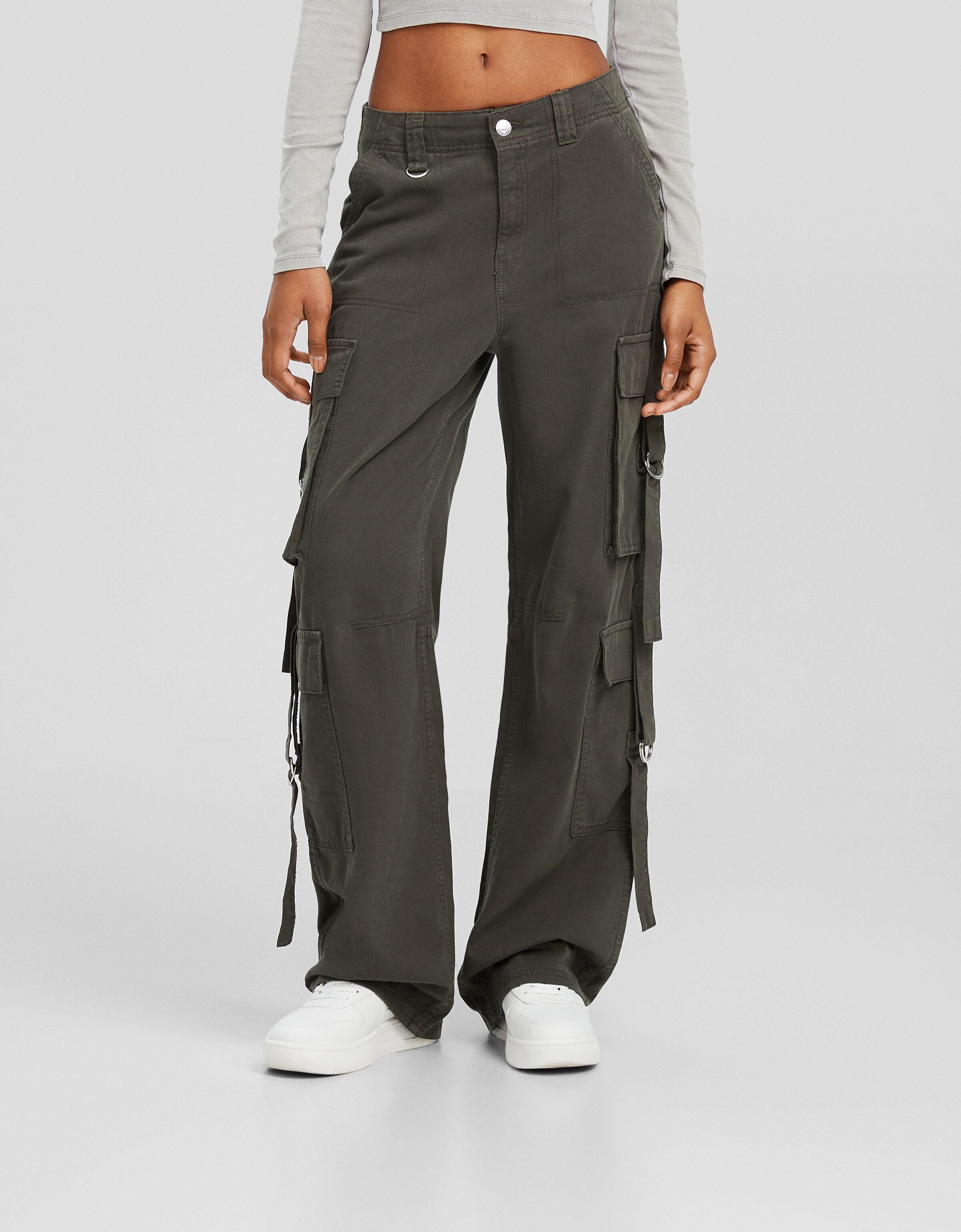 Pantalón cargo algodón tiras