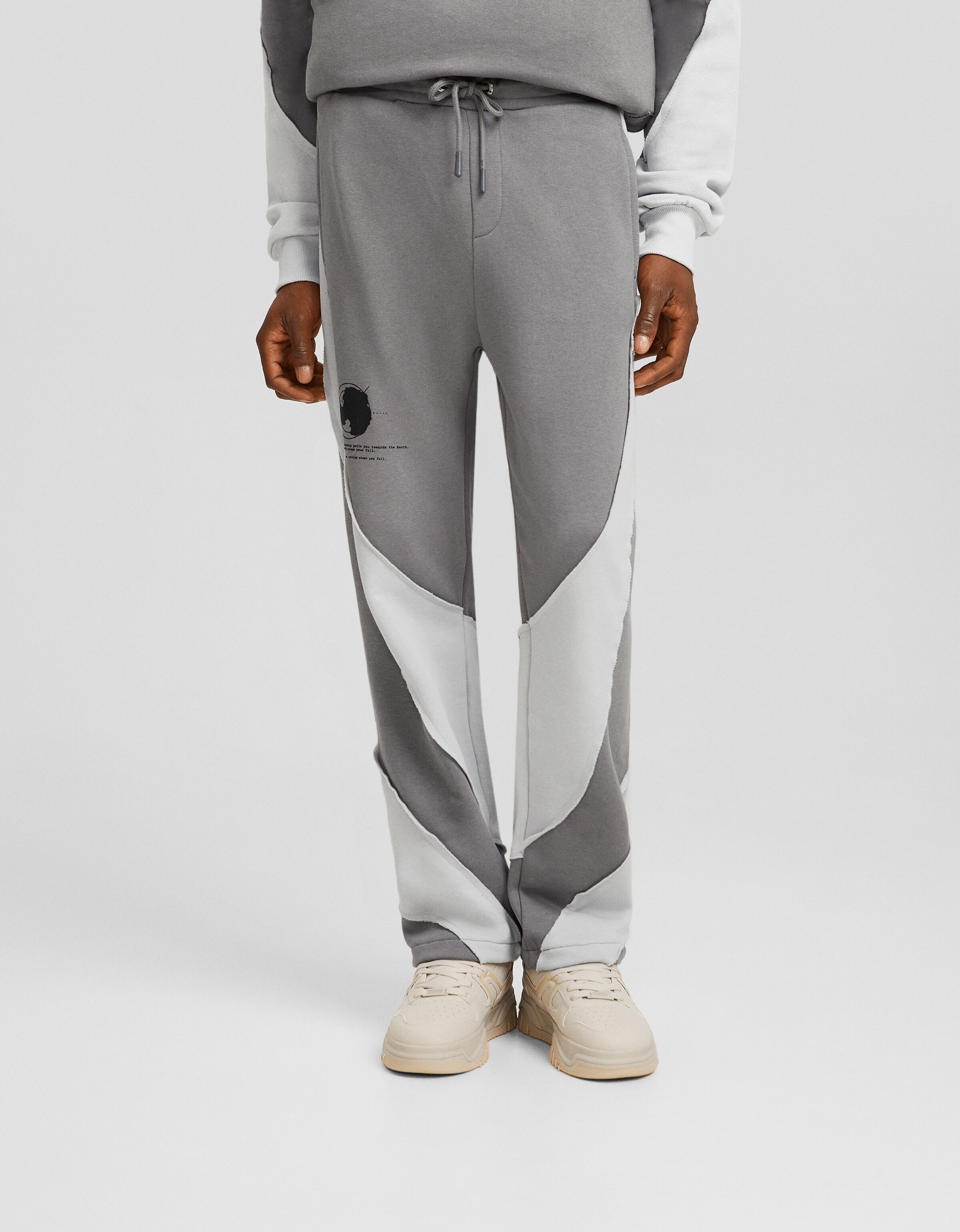 Pantalón felpa jogger color block