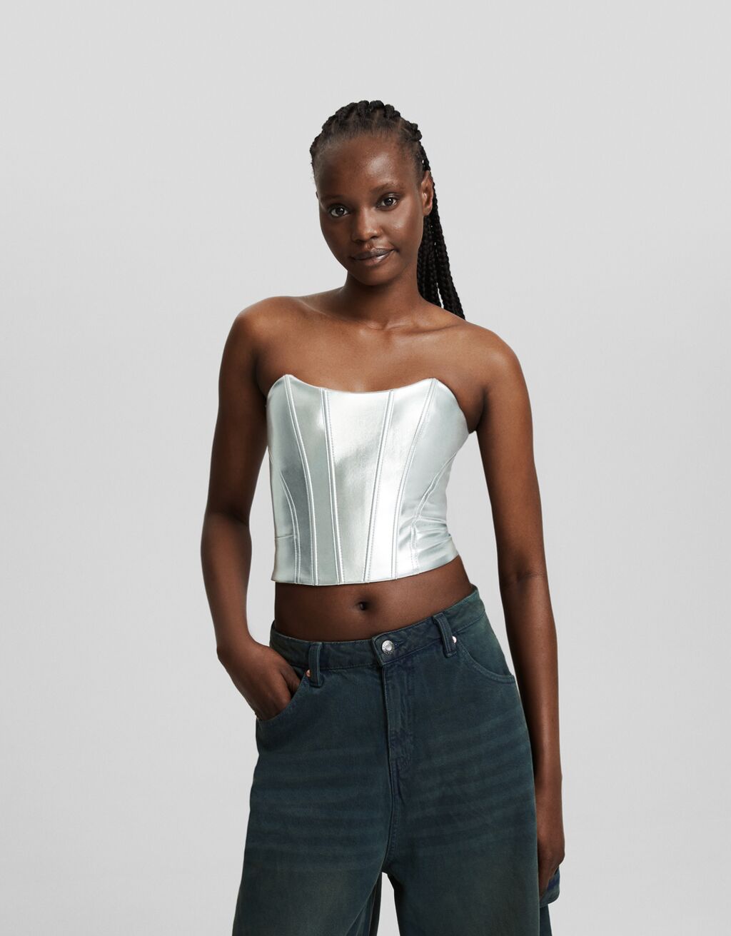 Top cropped bandeau efecto piel