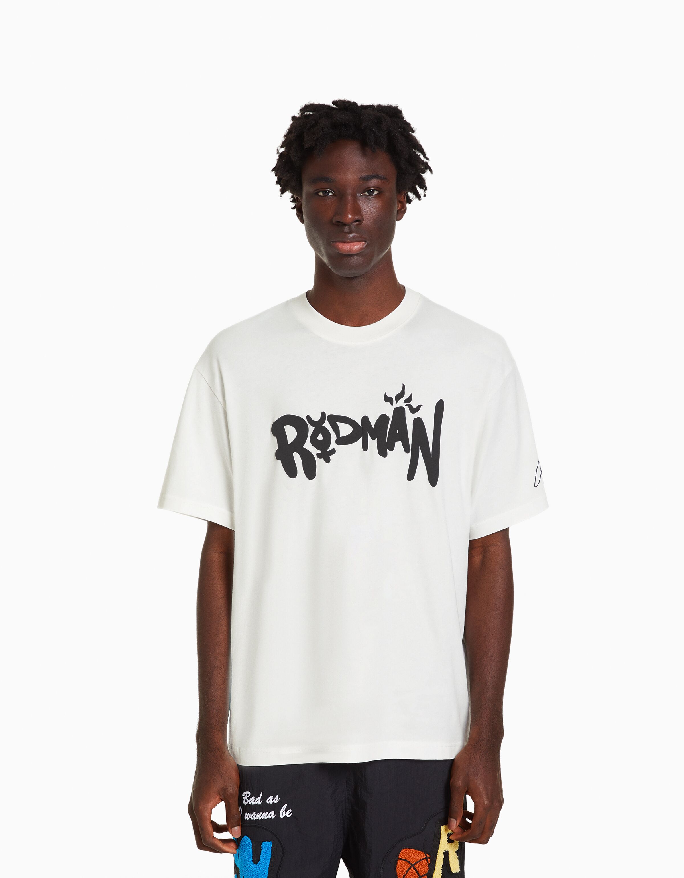 Camiseta DENNIS RODMAN X BERSHKA  manga corta boxy fit print