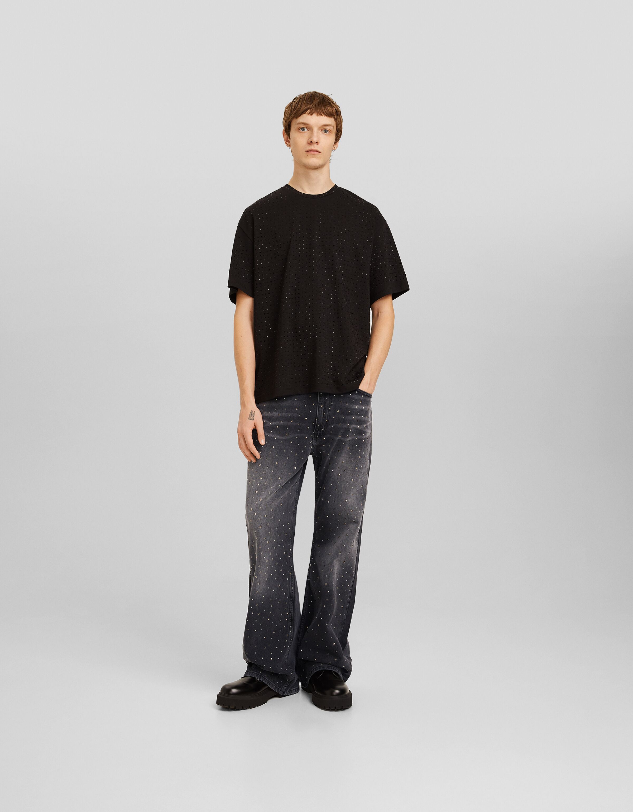 Jeans baggy strass