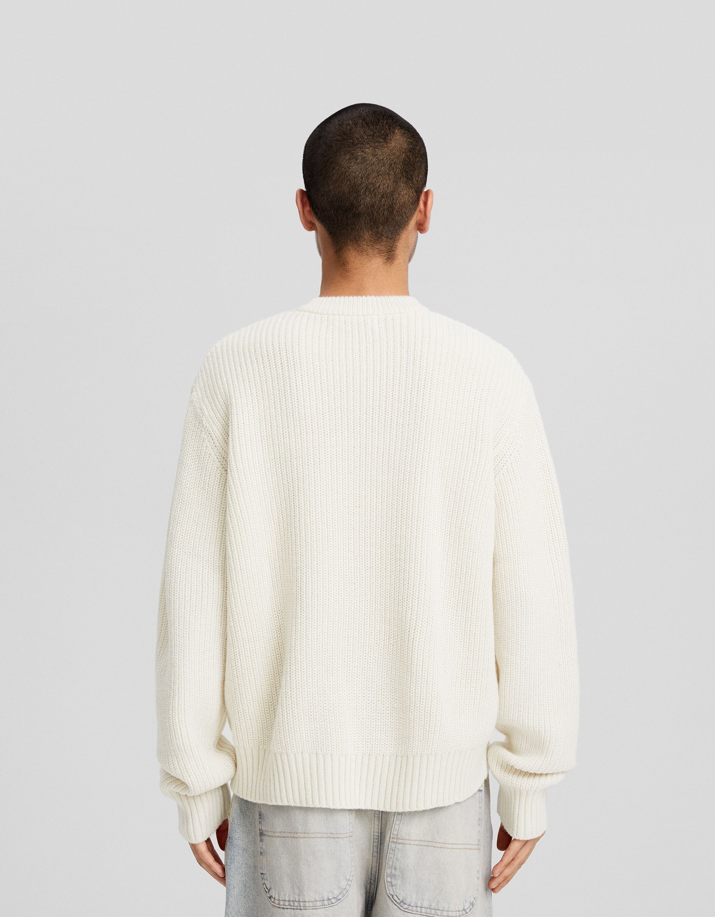 Jersey cuello redondo estructura con lana