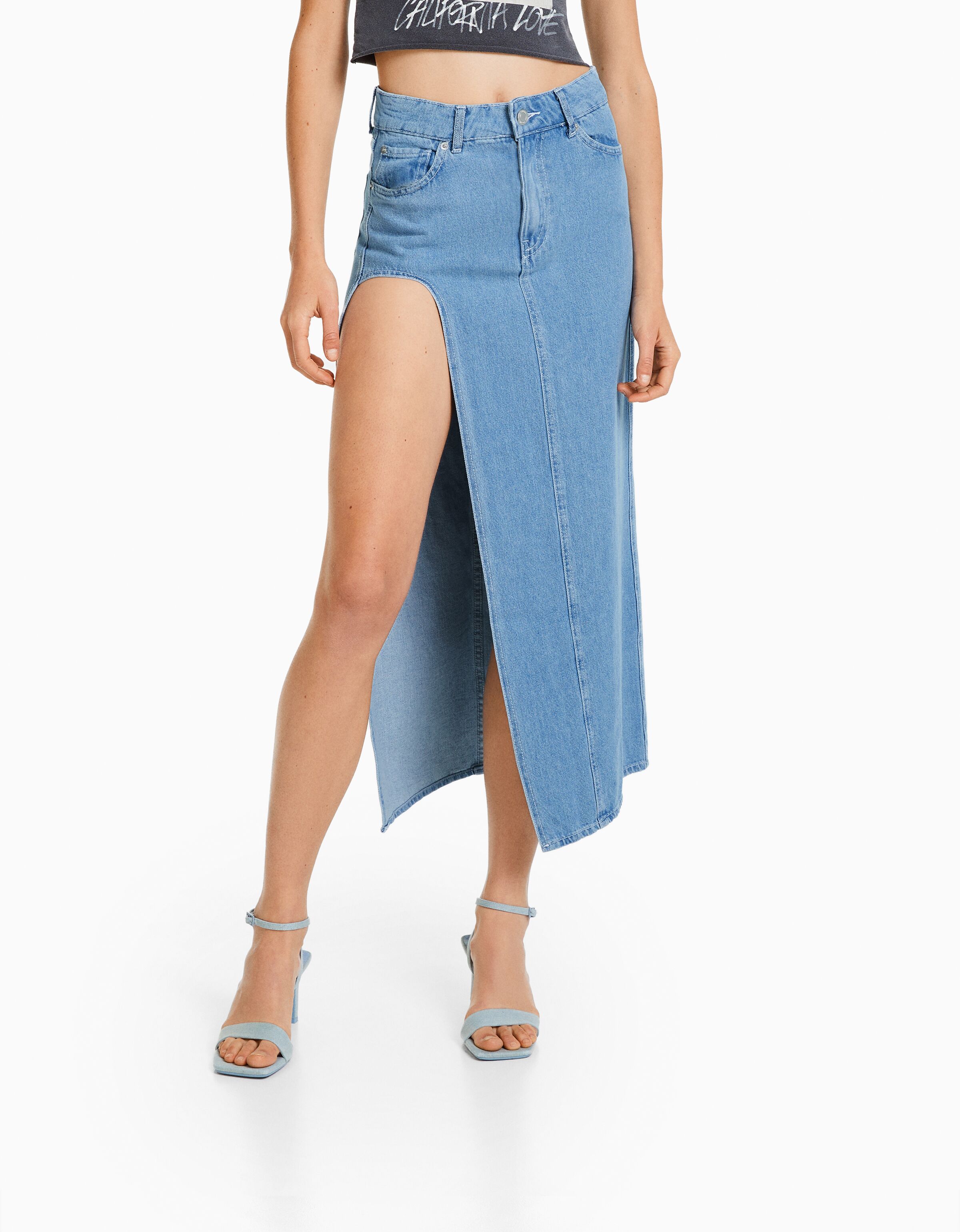 Falda denim larga
