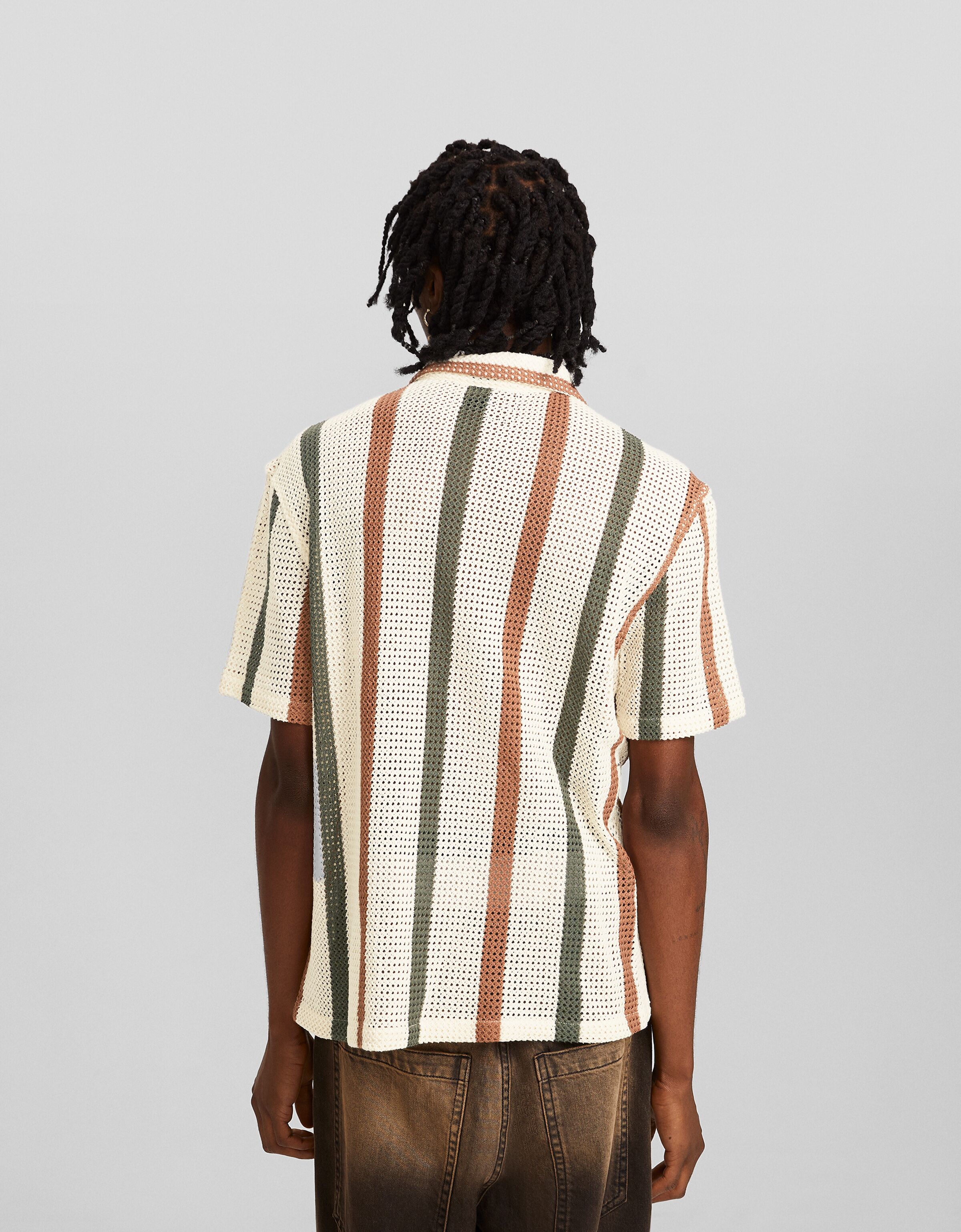 Camisa manga corta rústica rayas