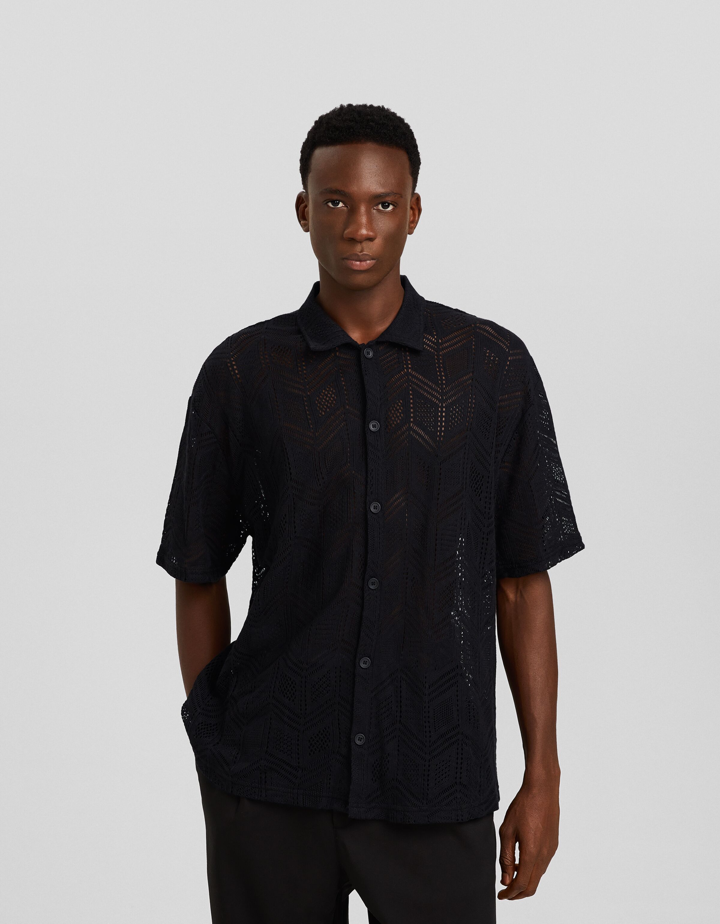 Camisa manga corta crochet