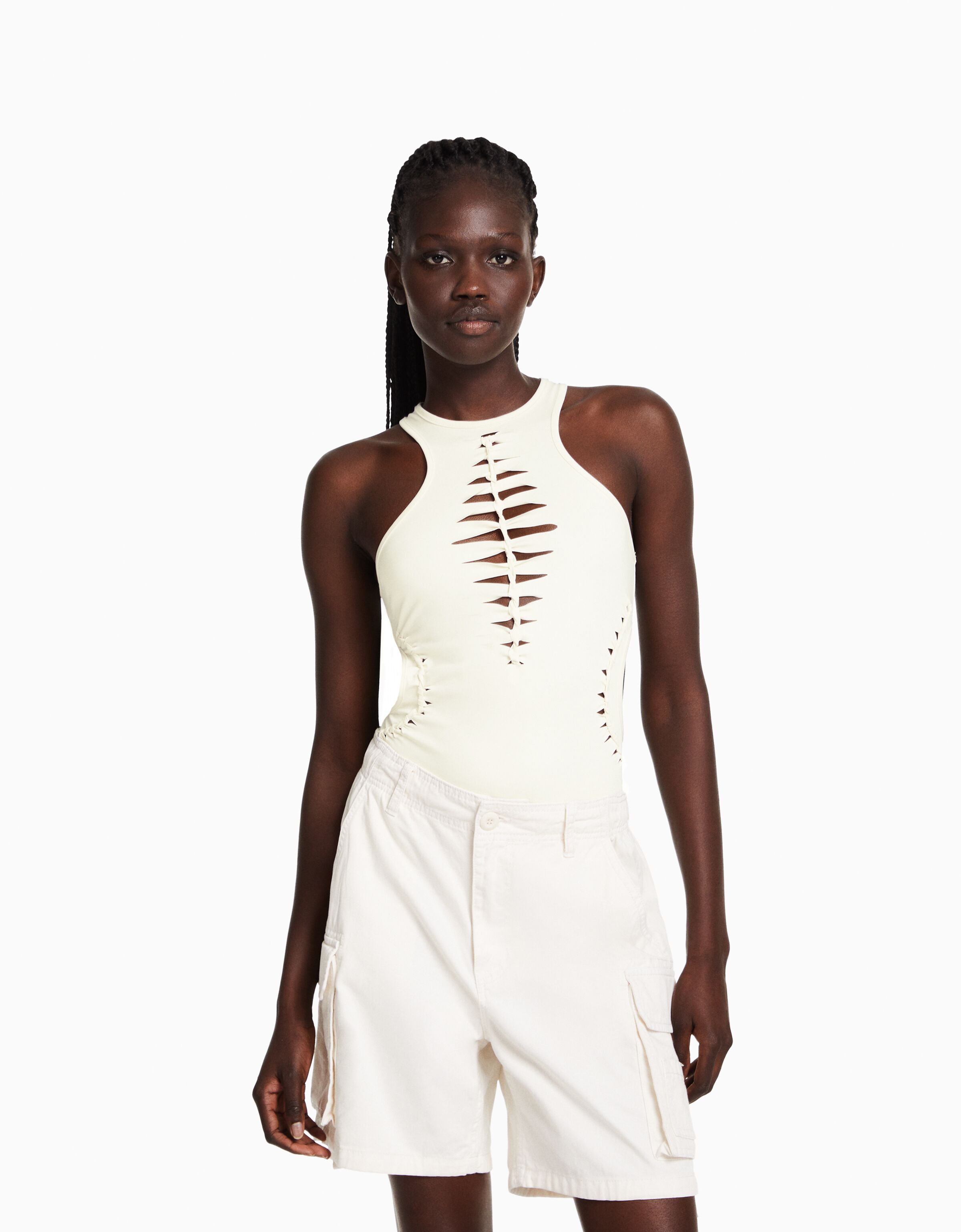 Body sin mangas detalle laser cut