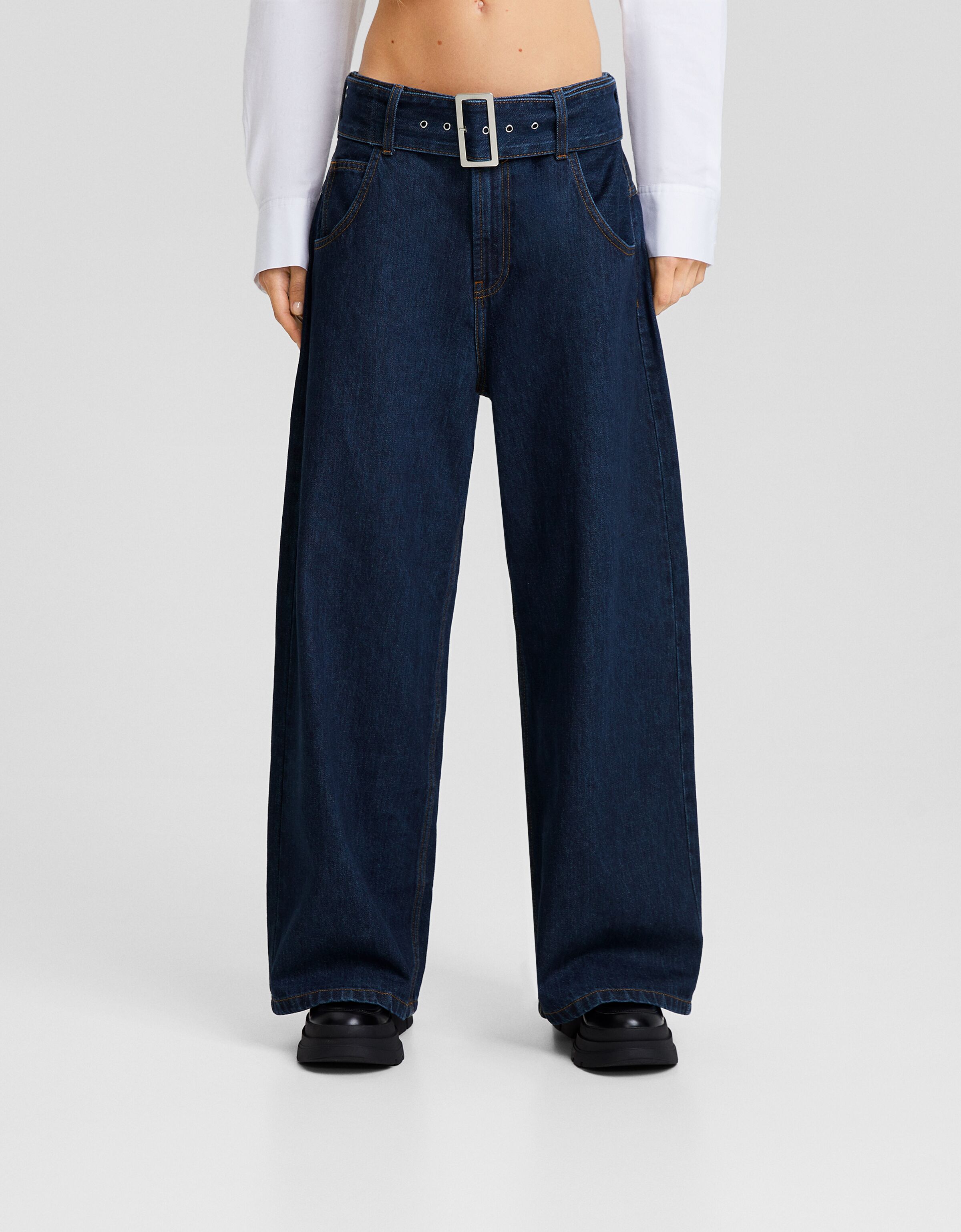 Jeans extra wide leg cinturón