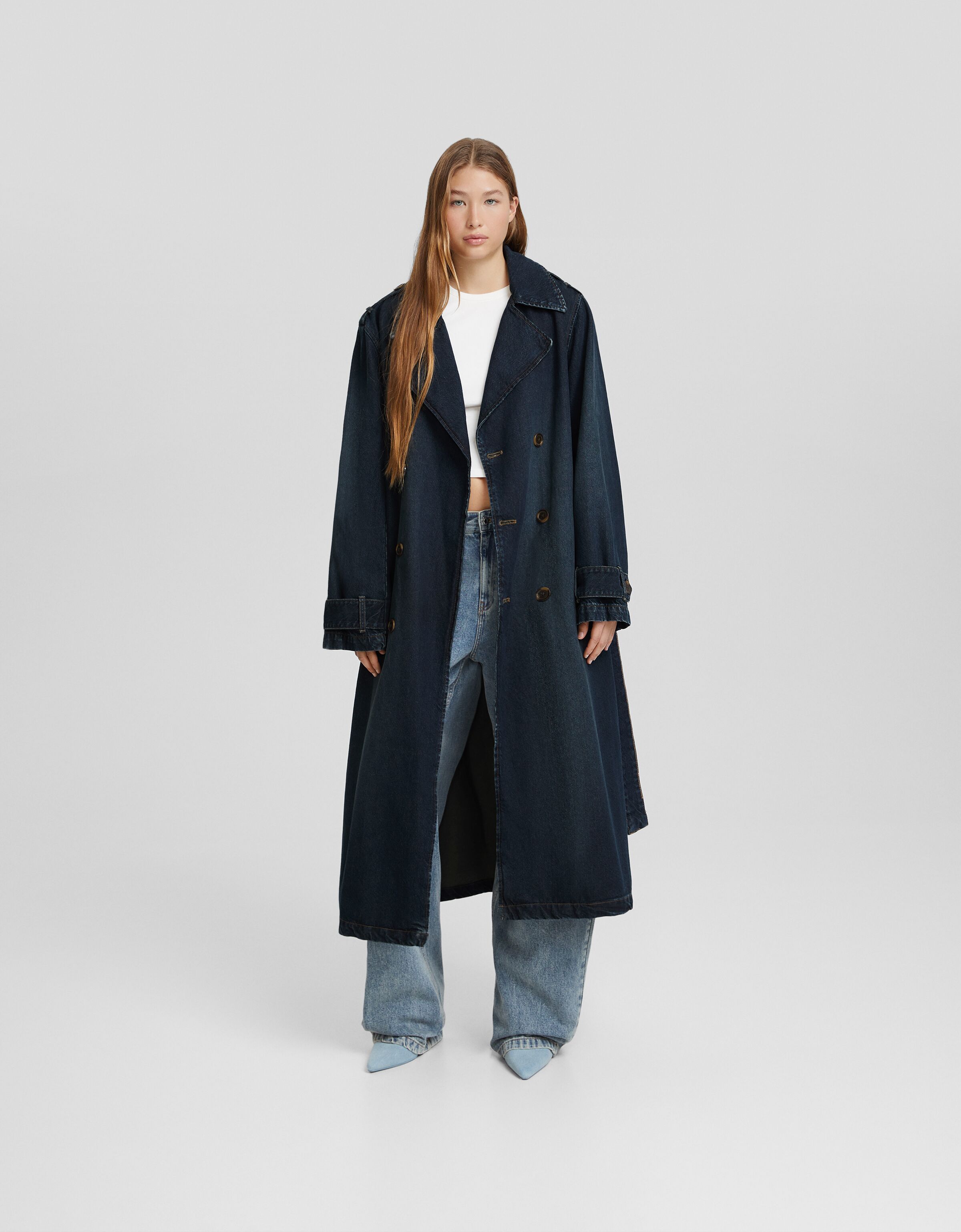 Abrigo trench denim