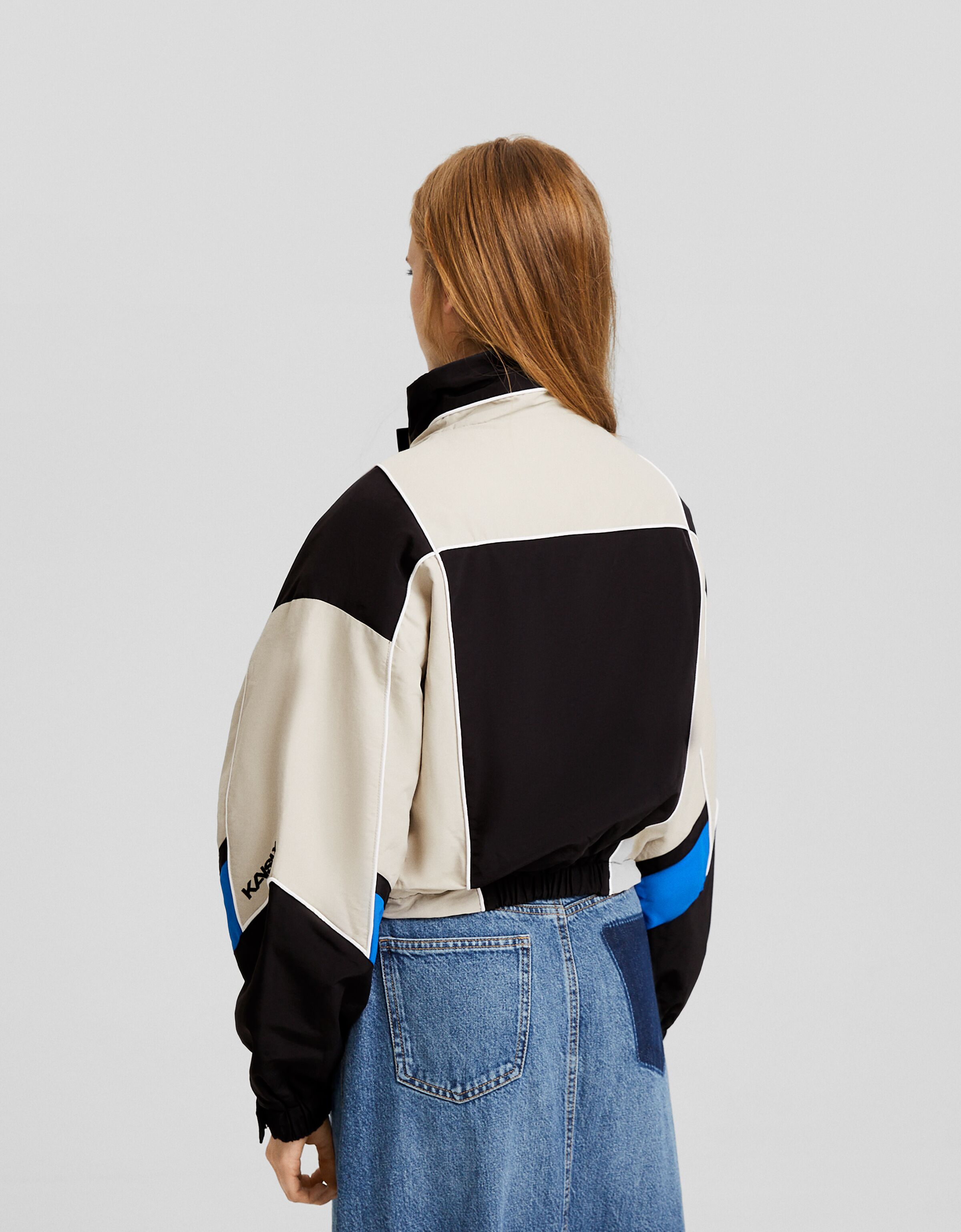 Cazadora con nylon color block