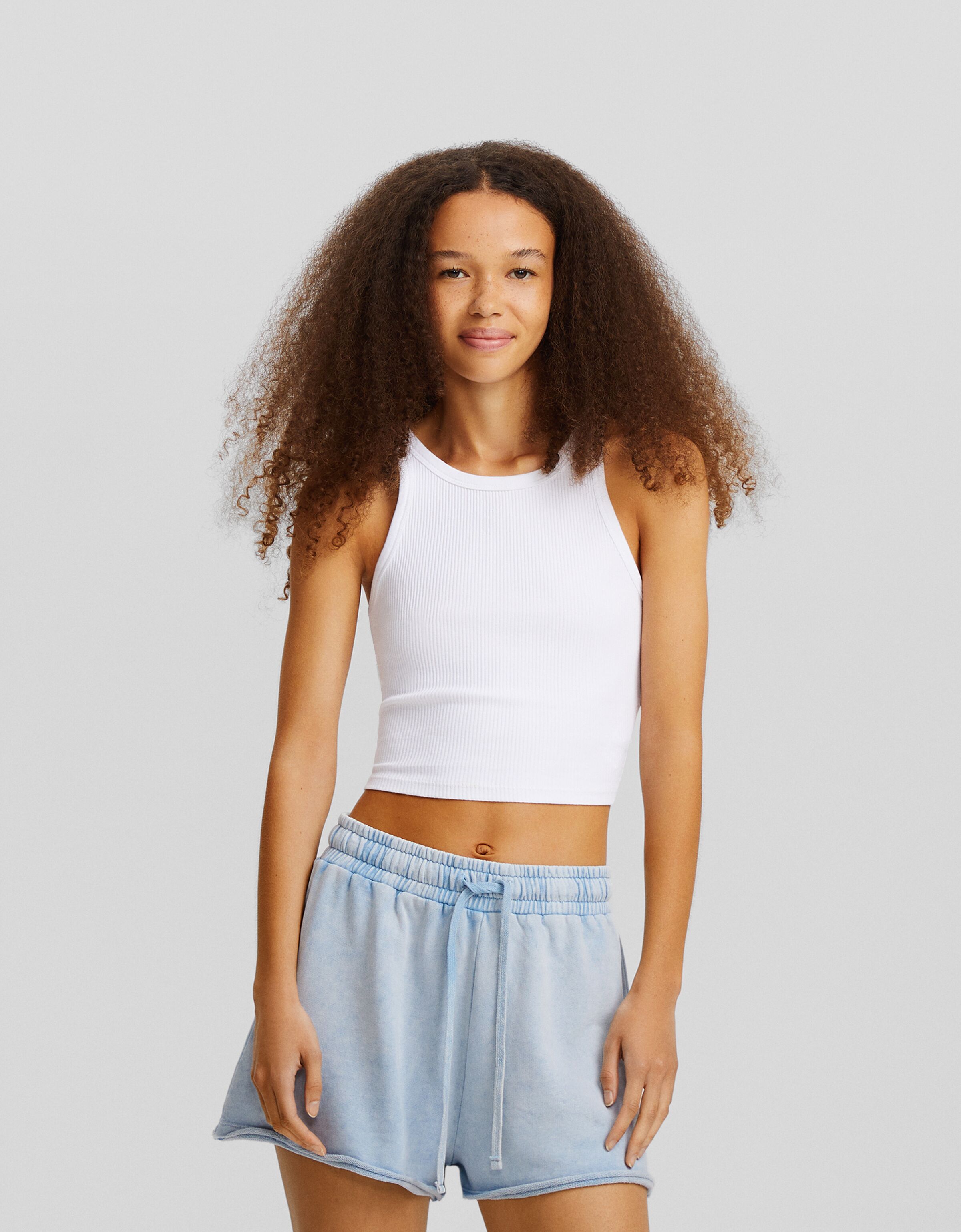 Short felpa efecto lavado