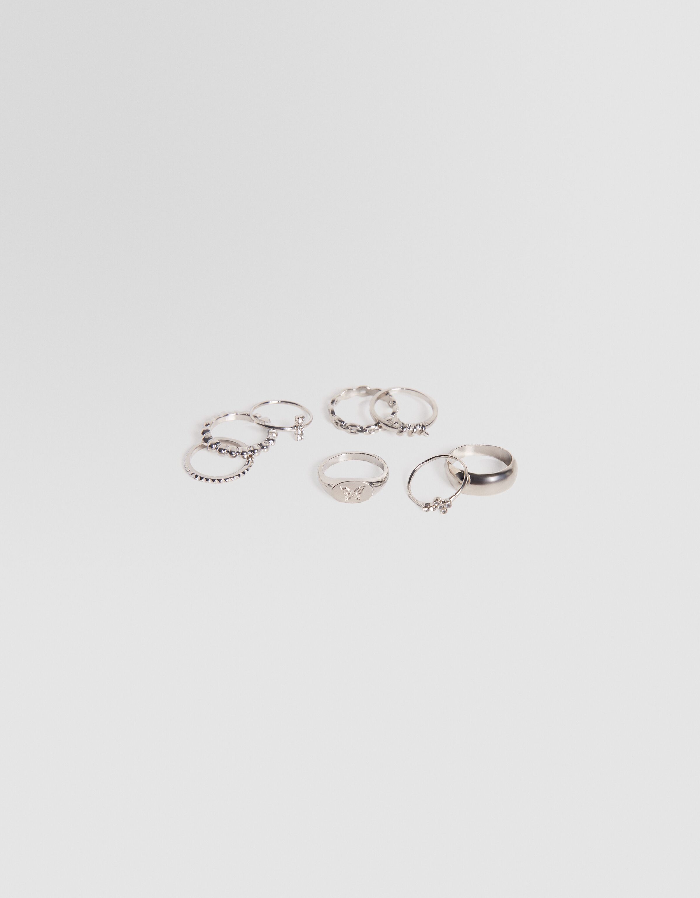 Set 7 anillos chunky cruz