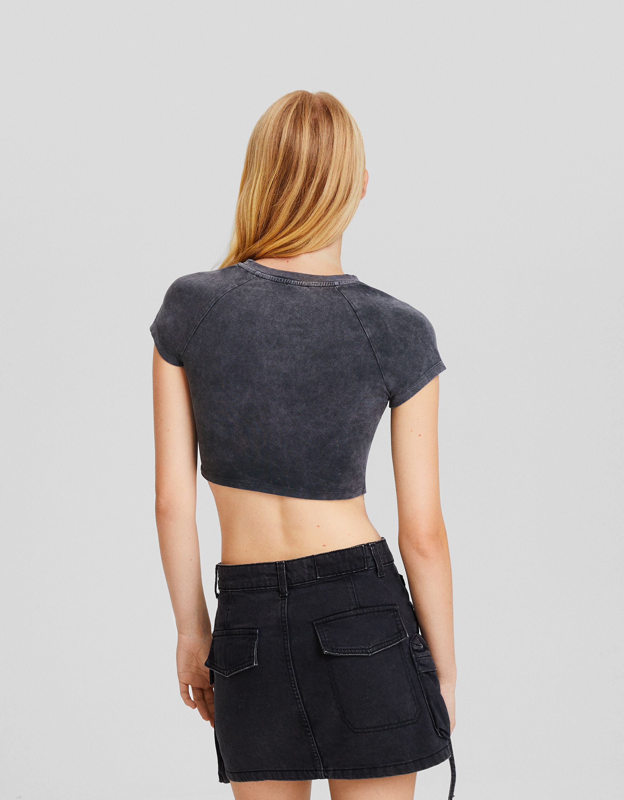 Camiseta manga corta efecto lavado print