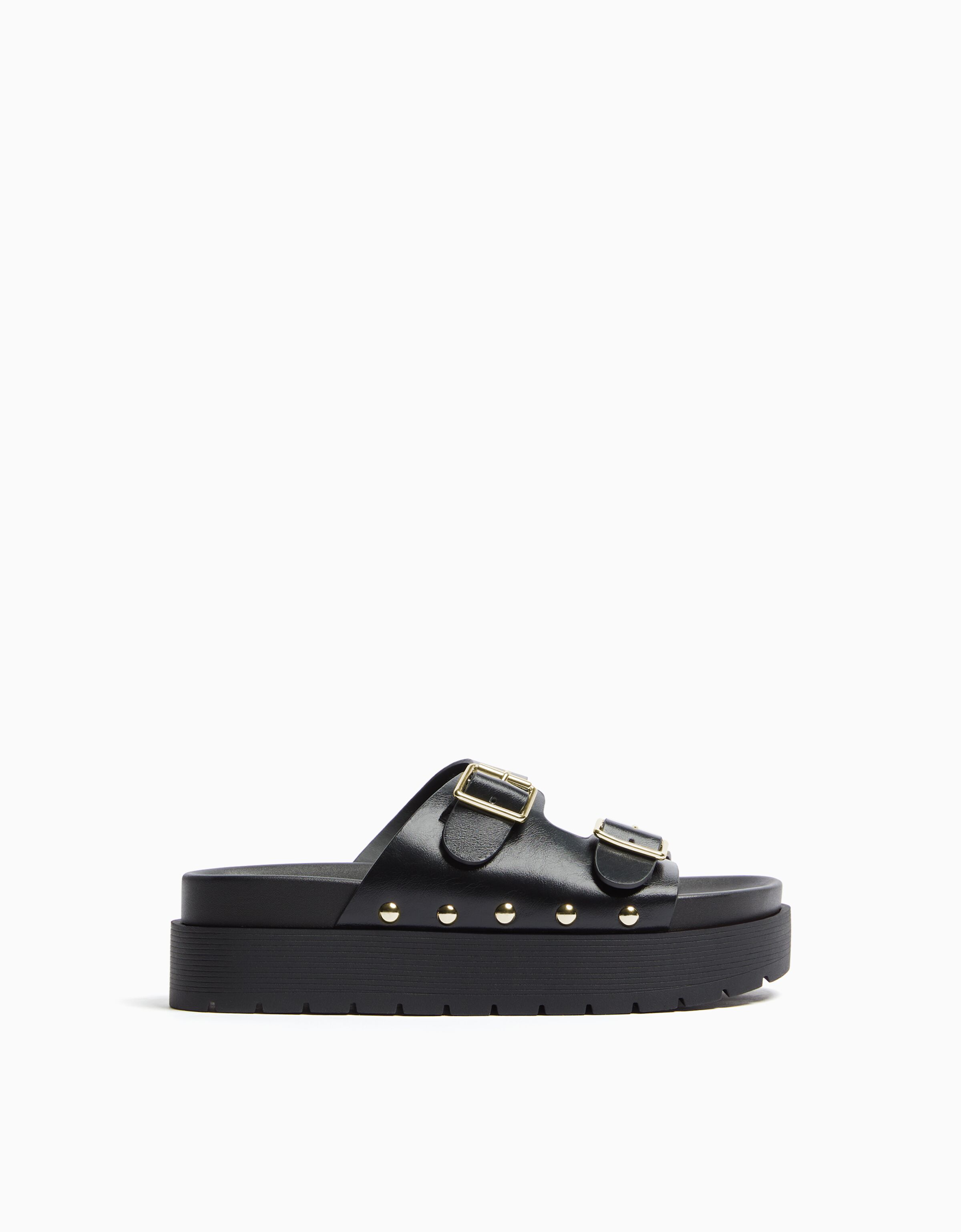 Sandalia plana plataforma hebillas