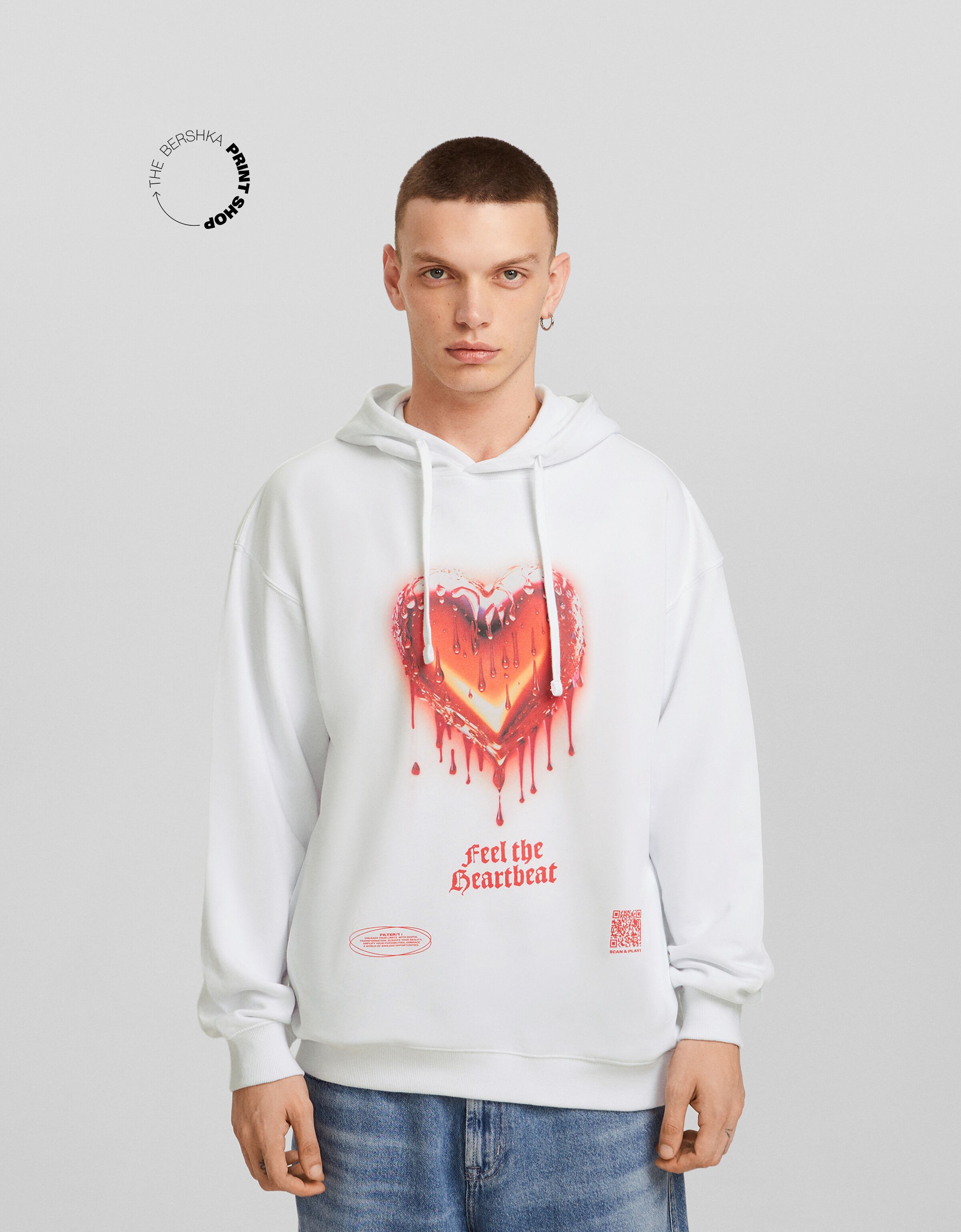 Sudadera Bershka Wearable Art capucha print