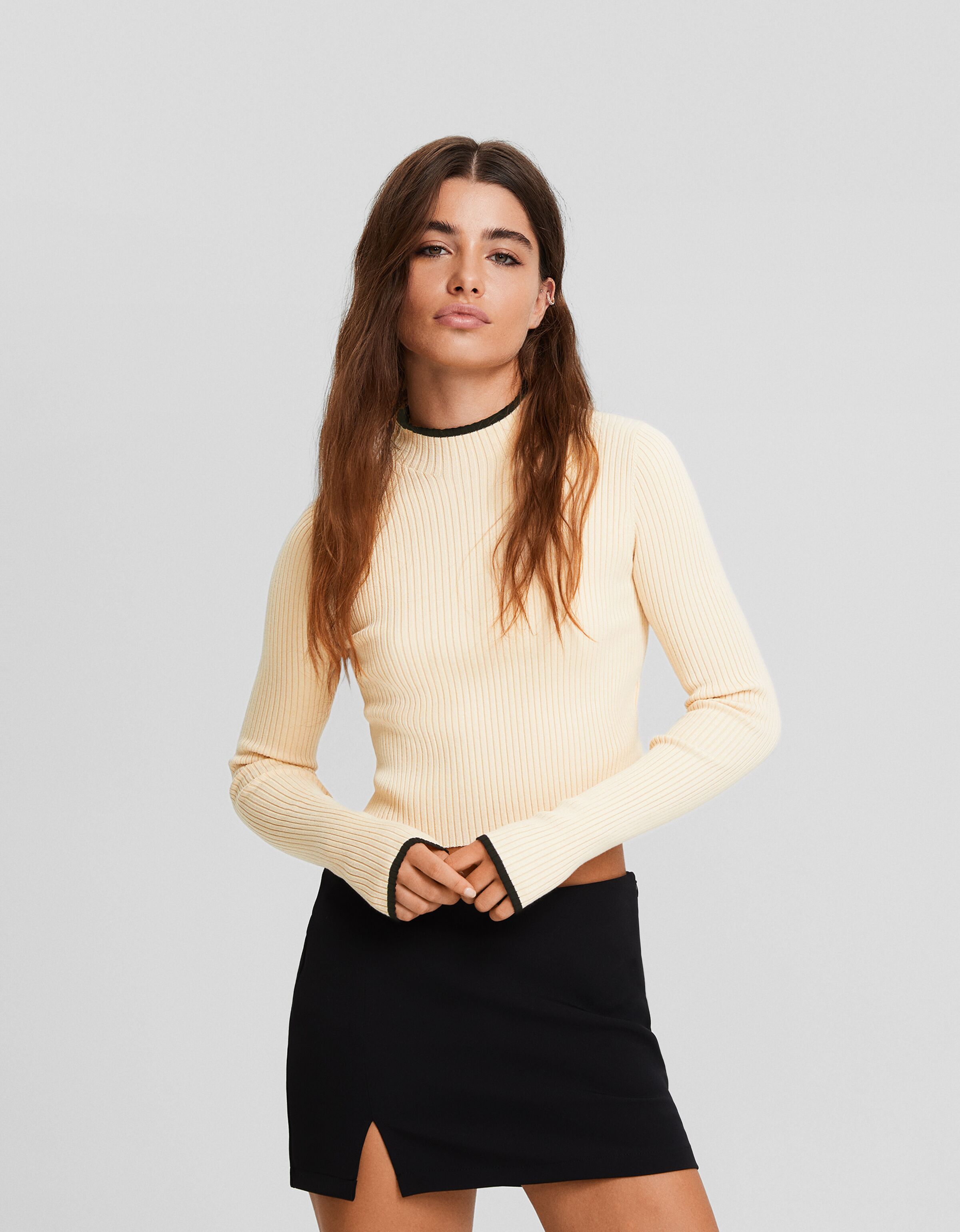 Jersey cuello subido rib