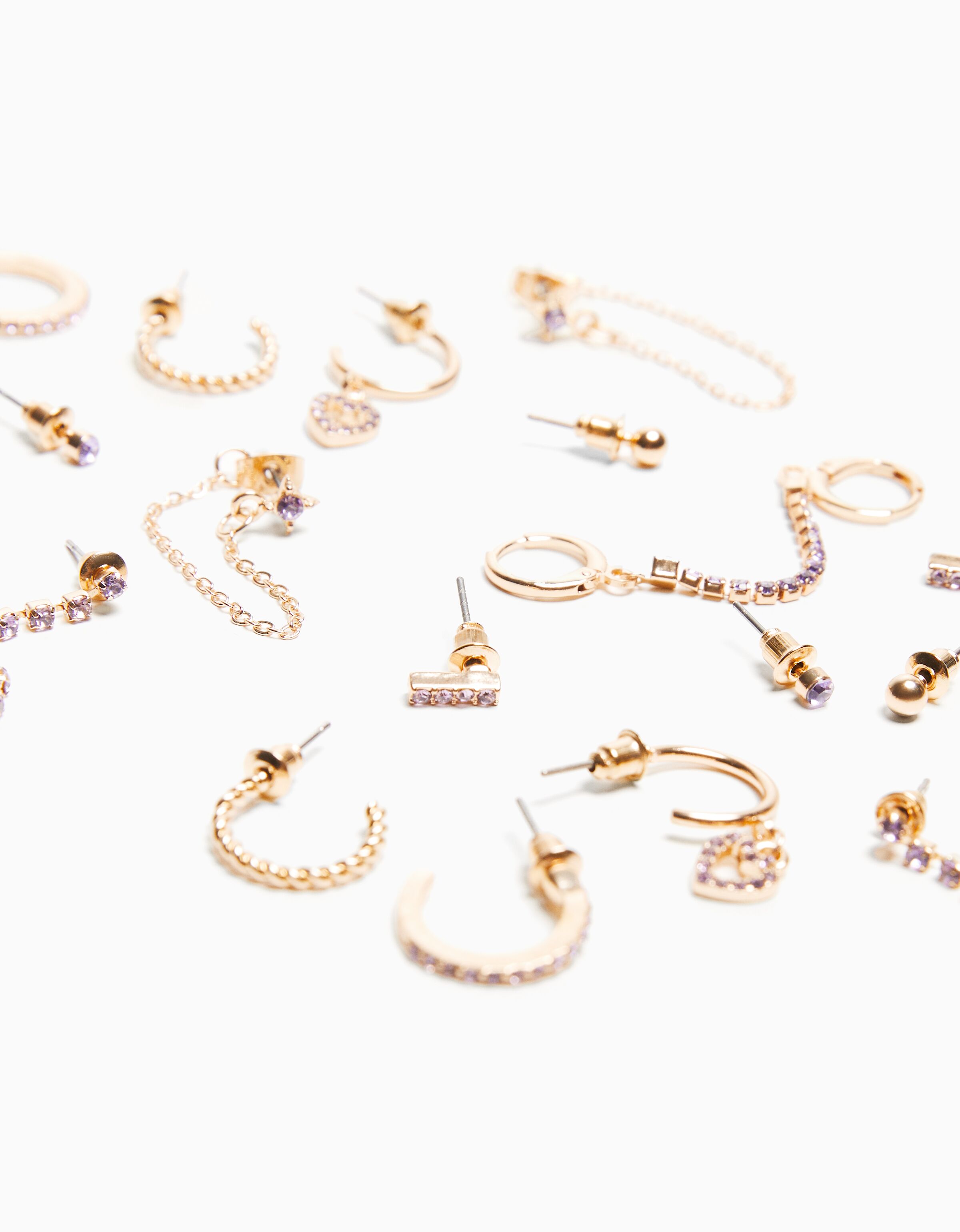 Set 9 pendientes aros pedrería