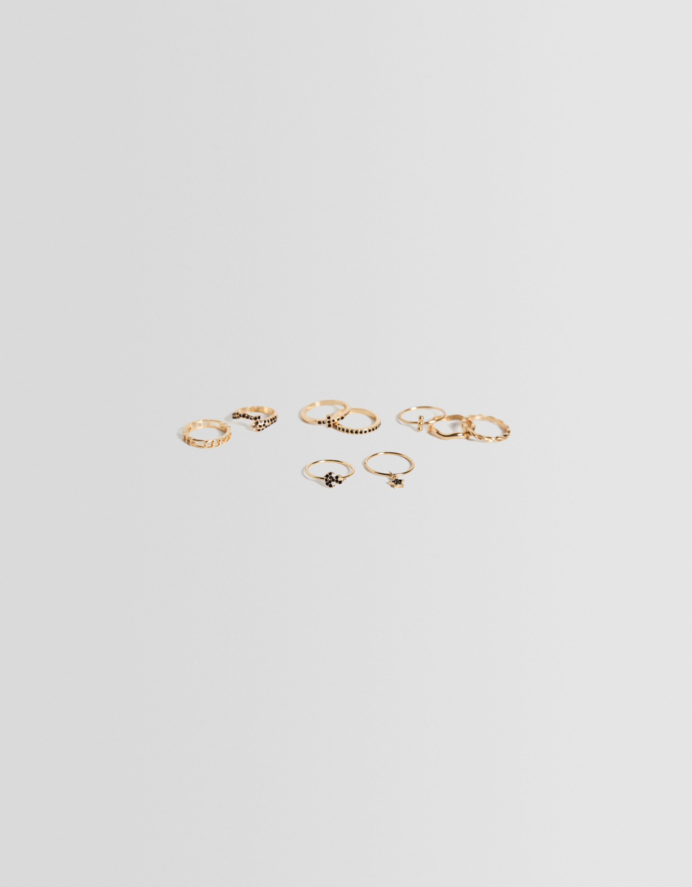 Set 9 anillos serpiente cruz pedrería