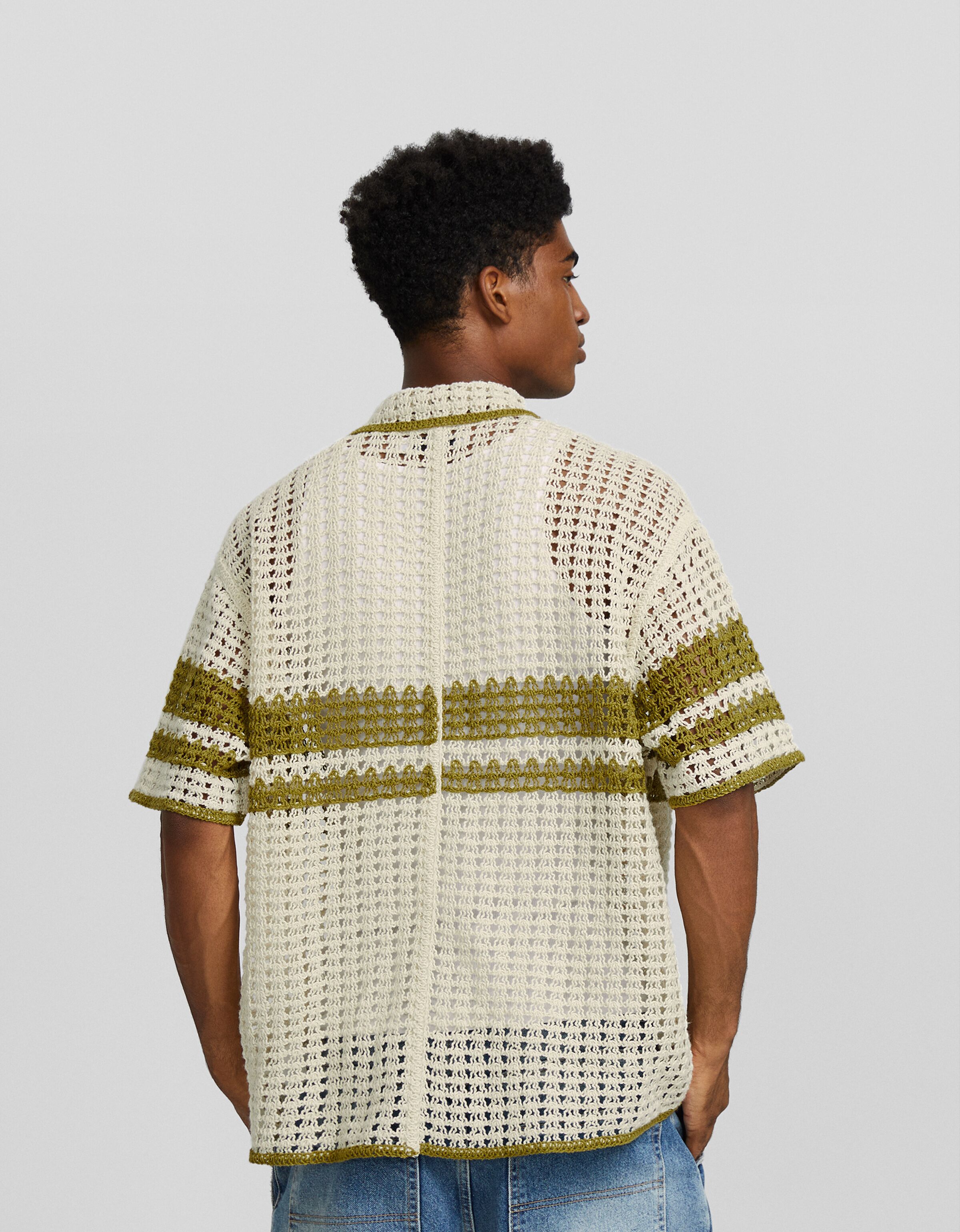 Camisa manga corta crochet rayas