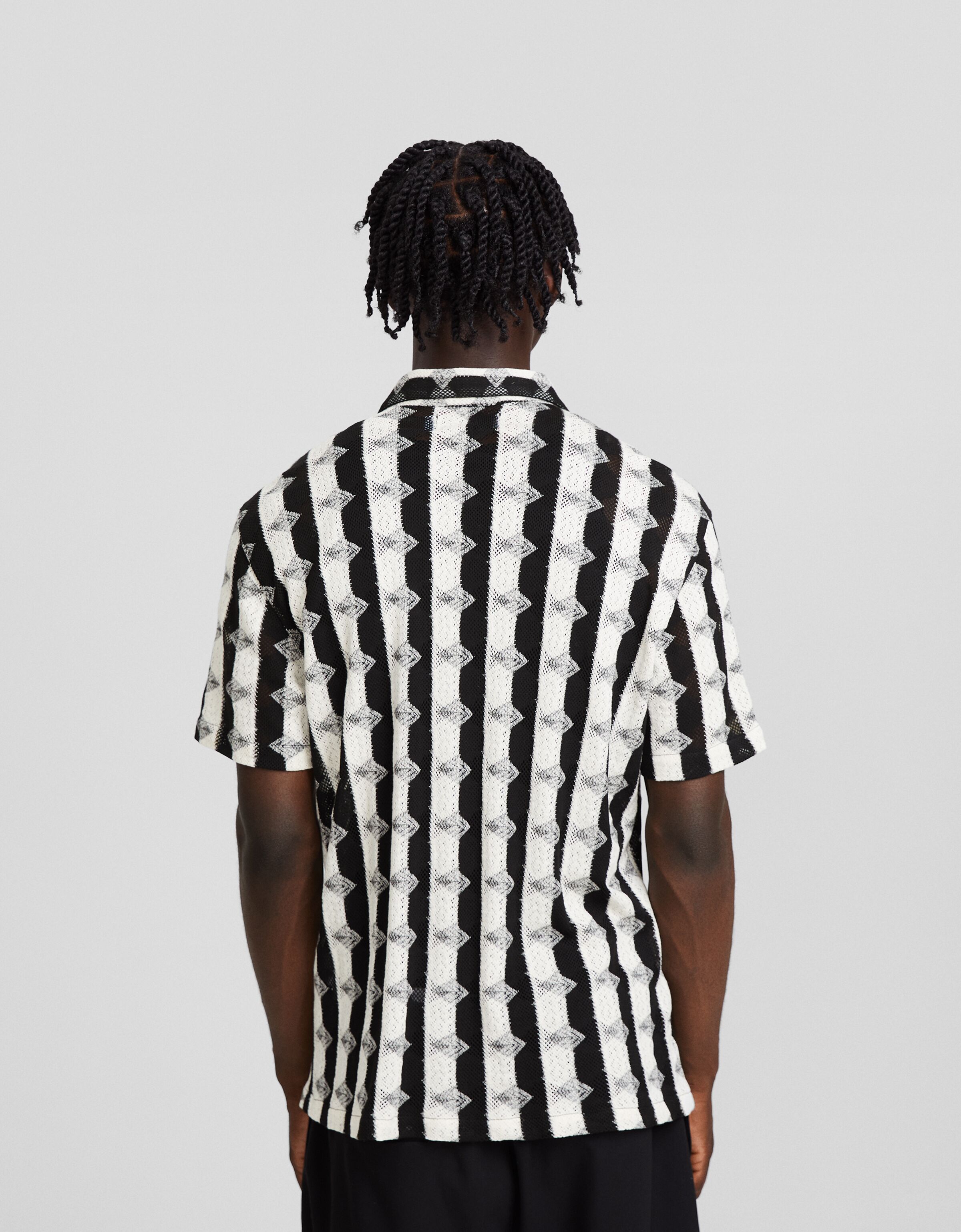 Camisa manga corta jacquard