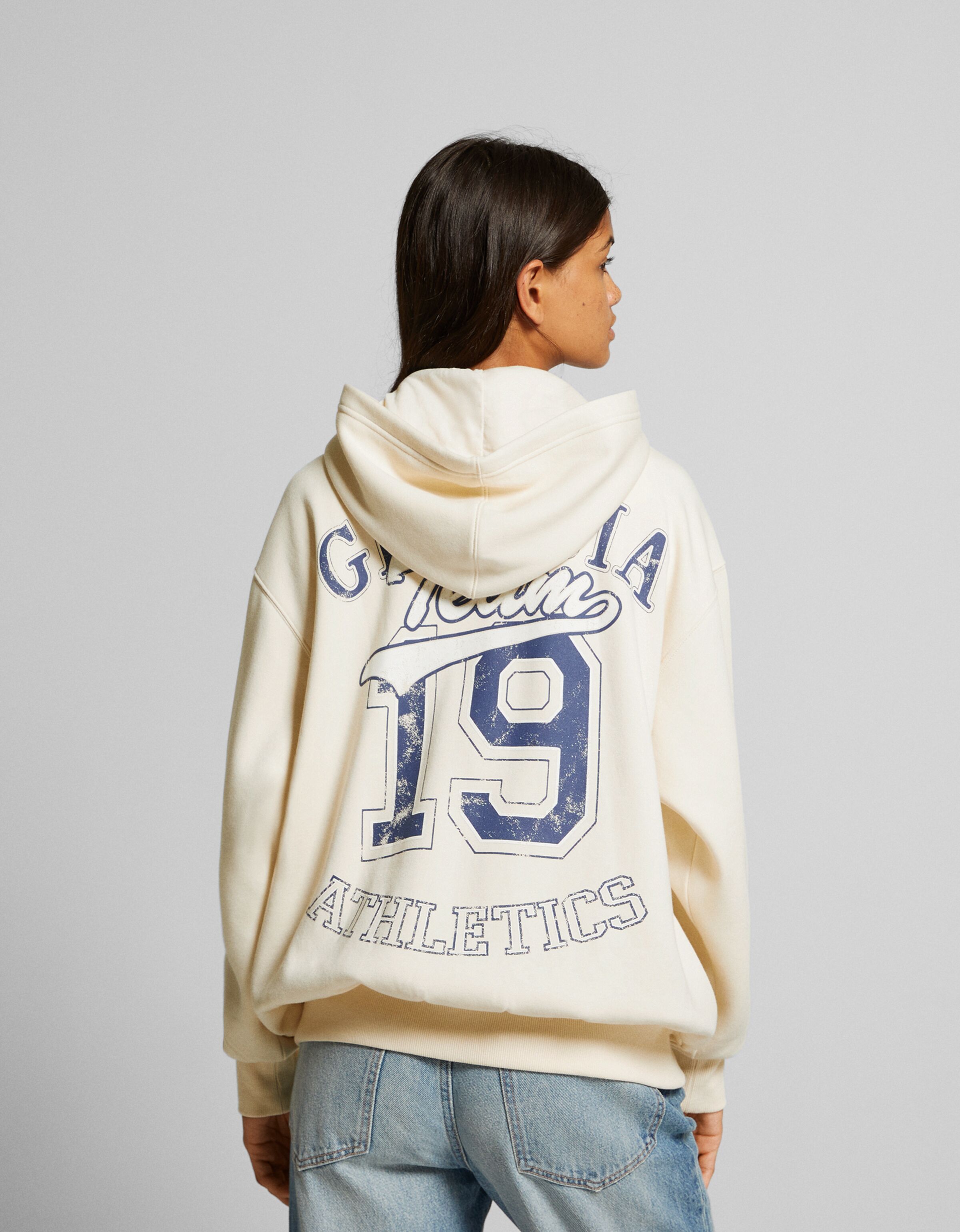 Sudadera cremallera capucha oversize print