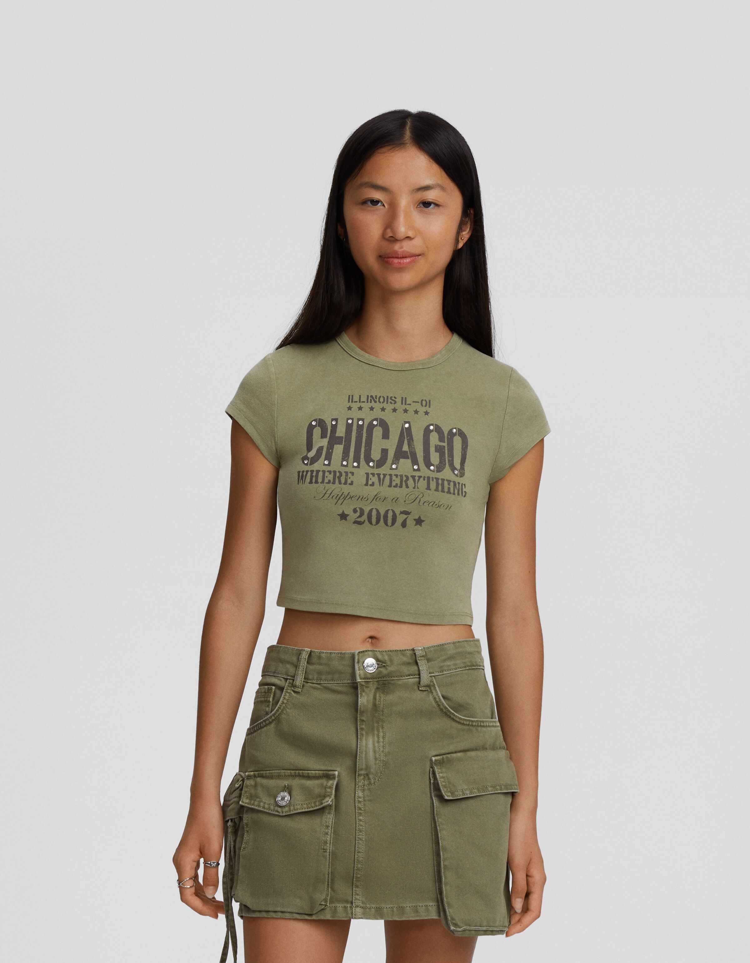 Camiseta manga corta ajustada print