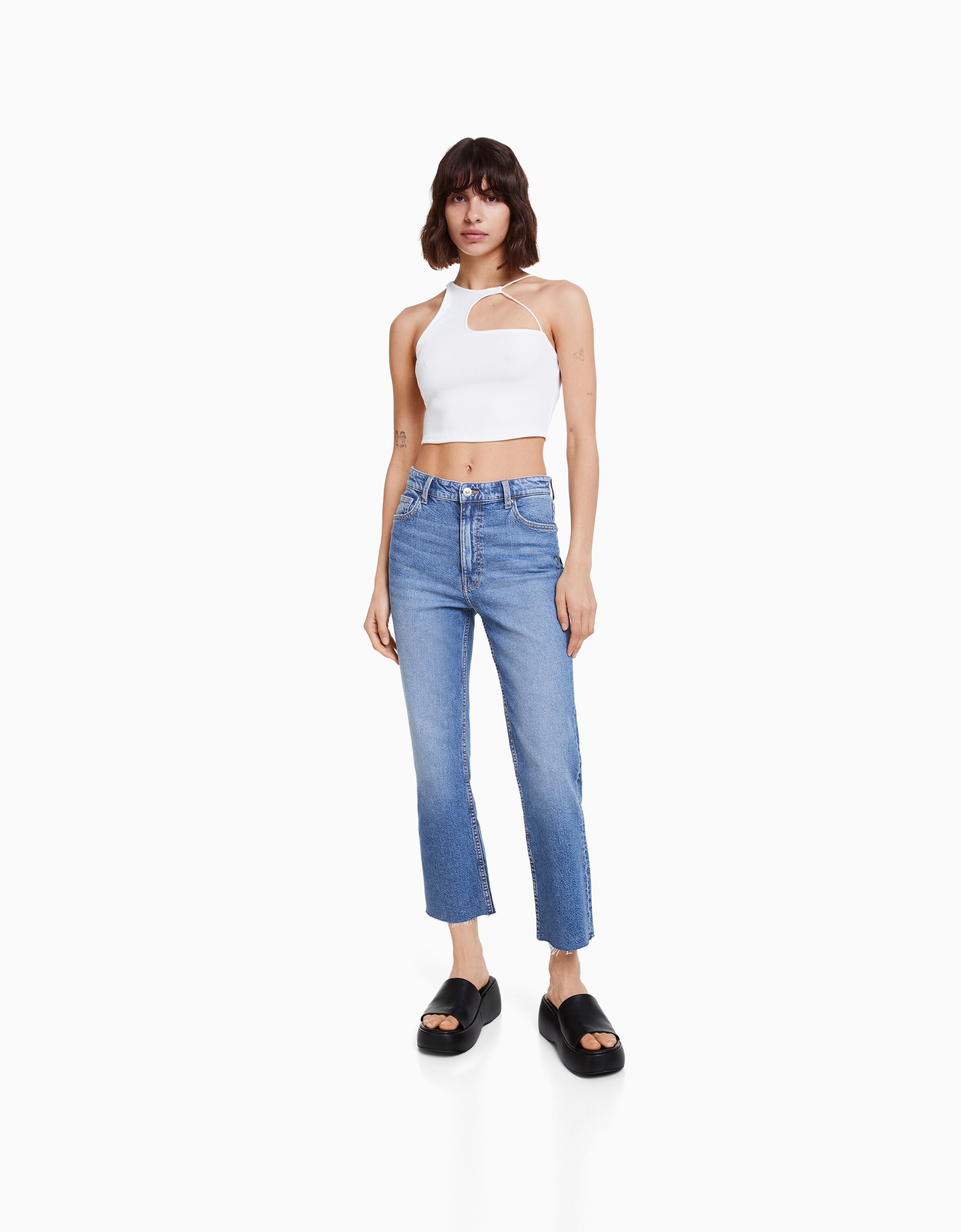 Jeans cropped flare