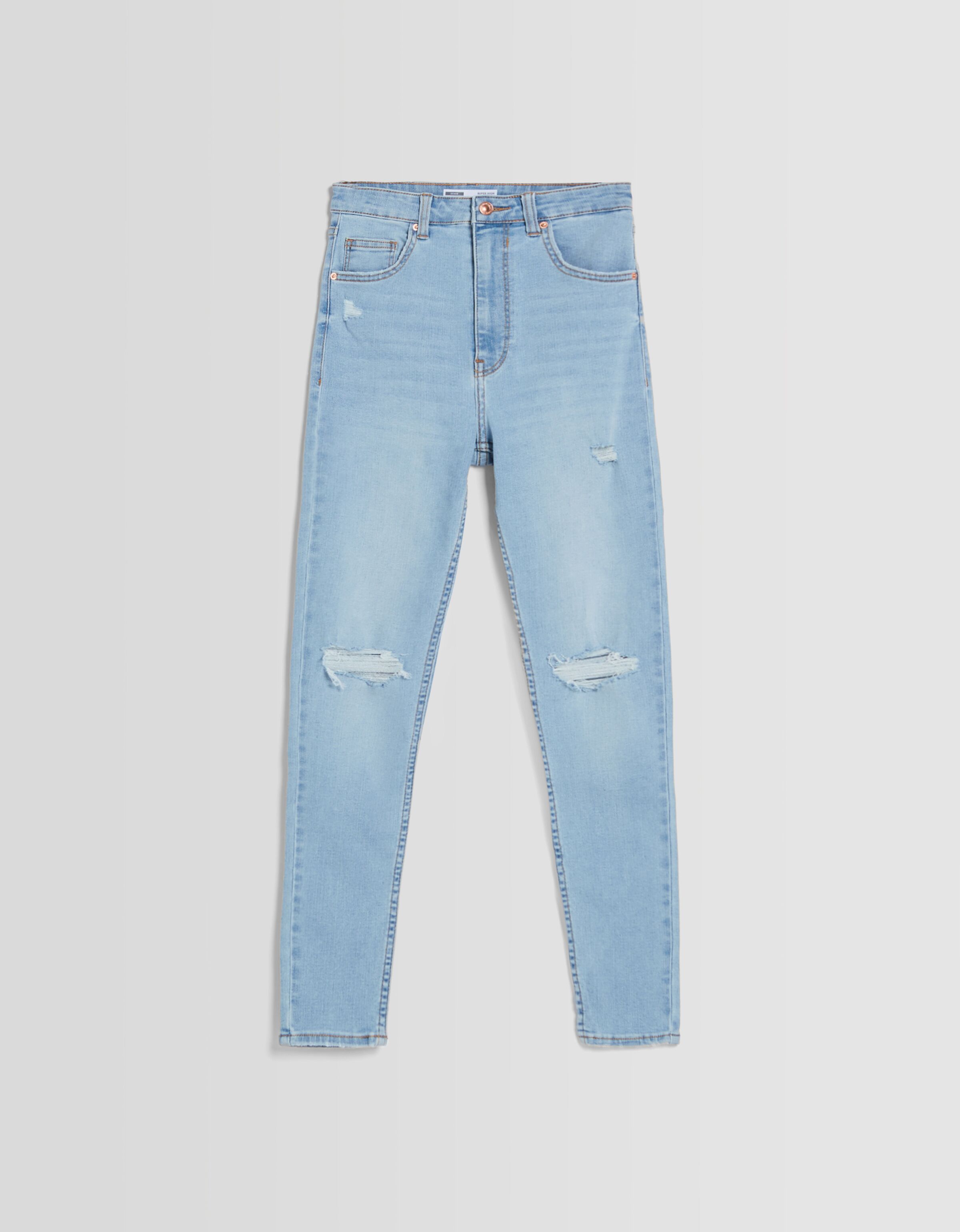 Jeans super high waist skinny rotos