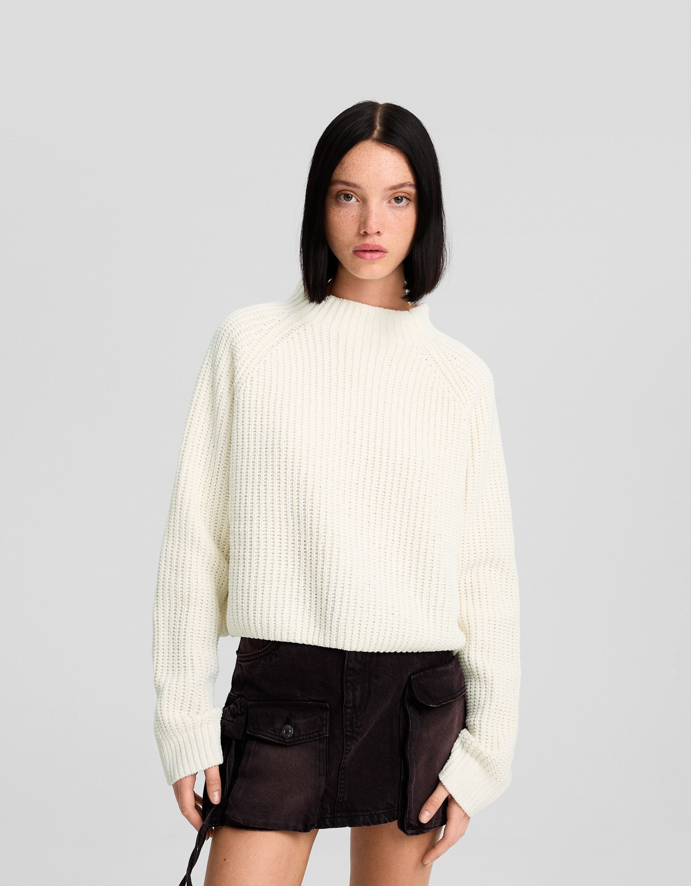 Jersey cuello subido chenilla