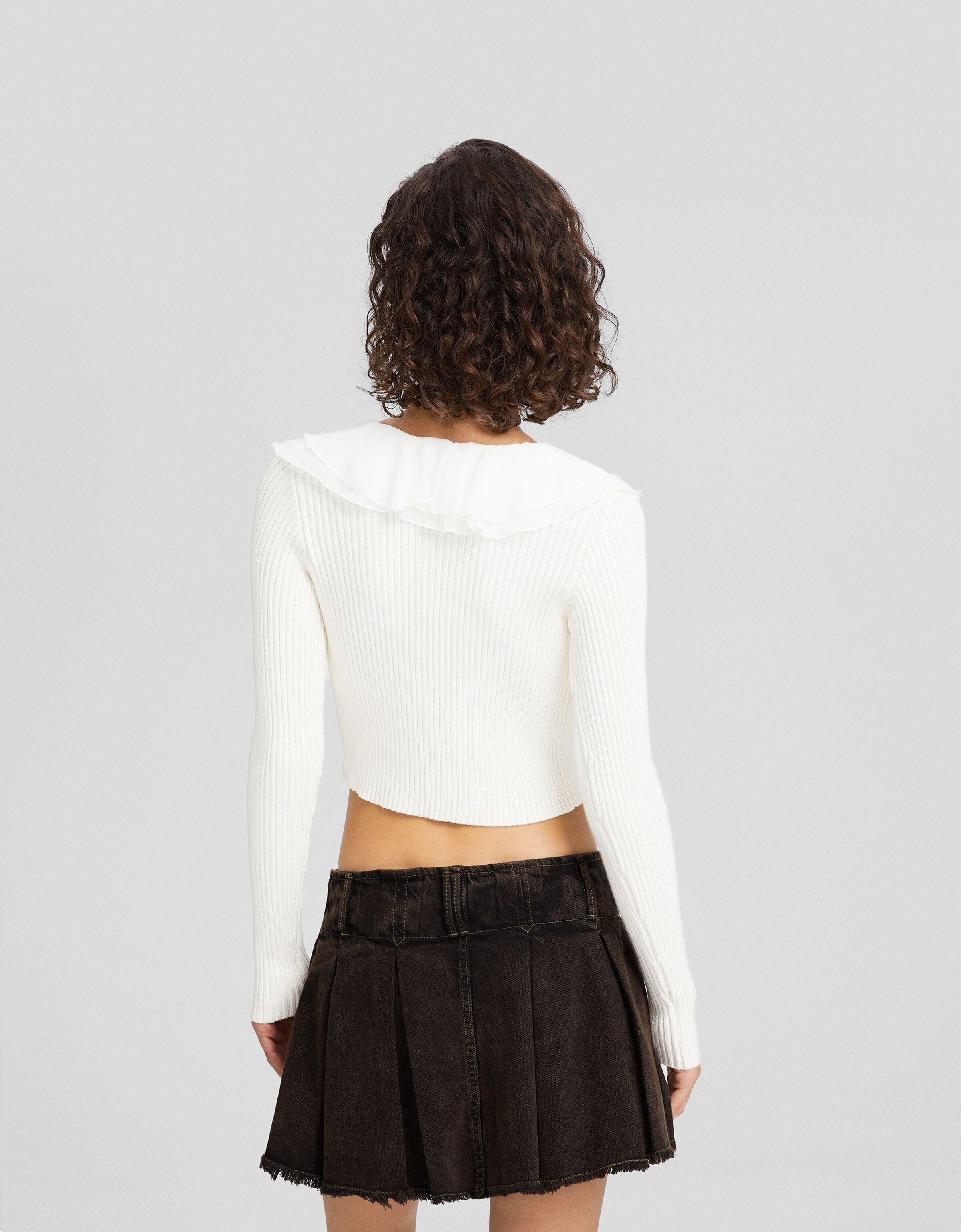 Cárdigan volantes rib