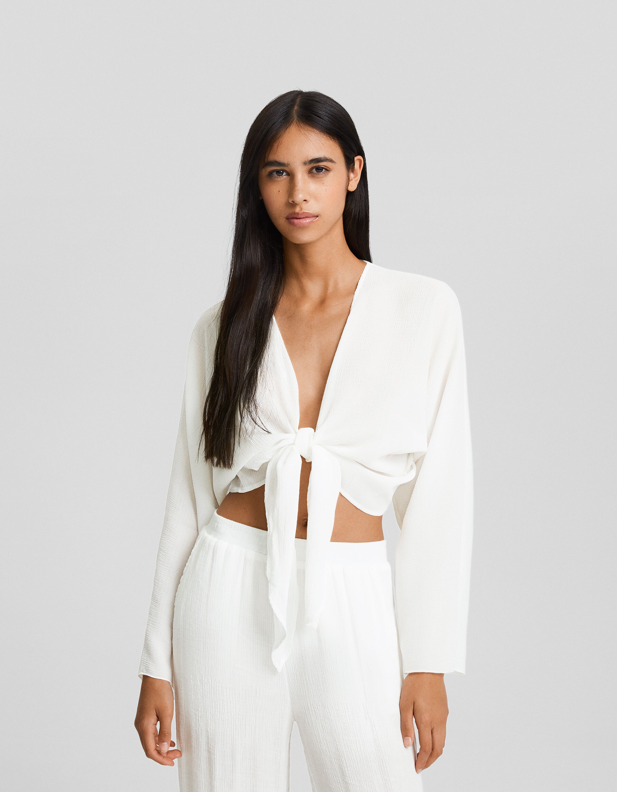 Camisa manga larga cropped nudo