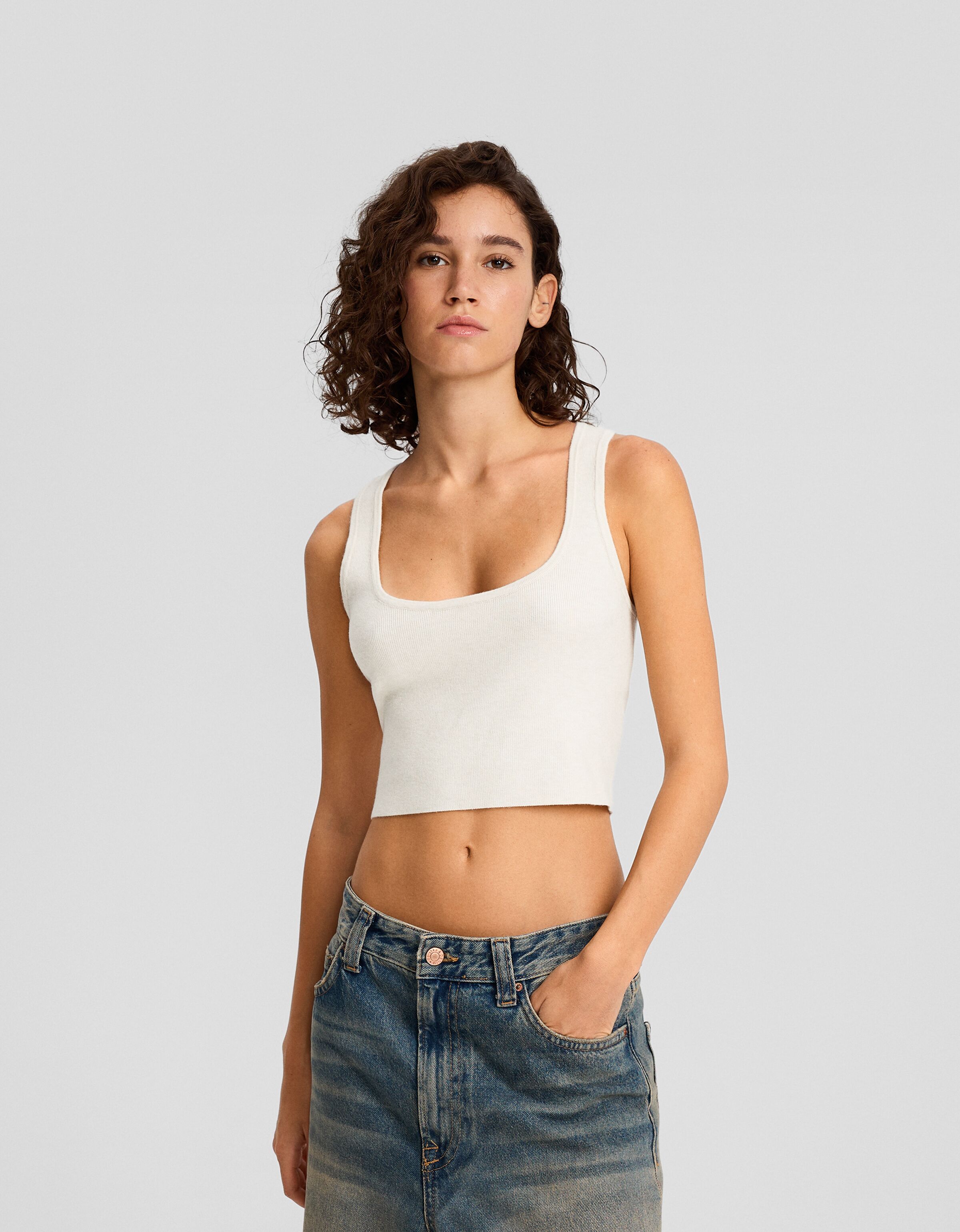 Top tirantes cropped punto