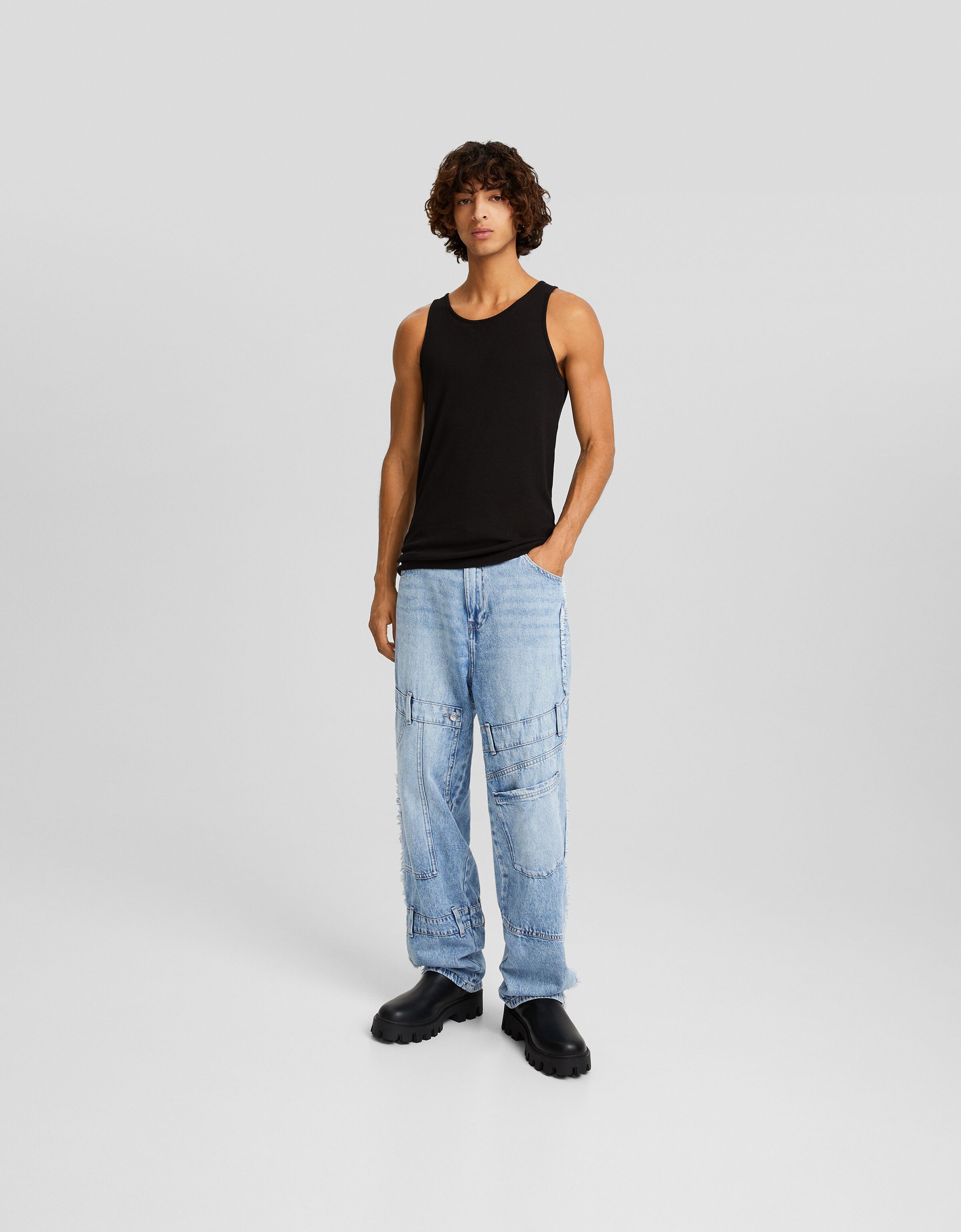 Jeans baggy patch denim