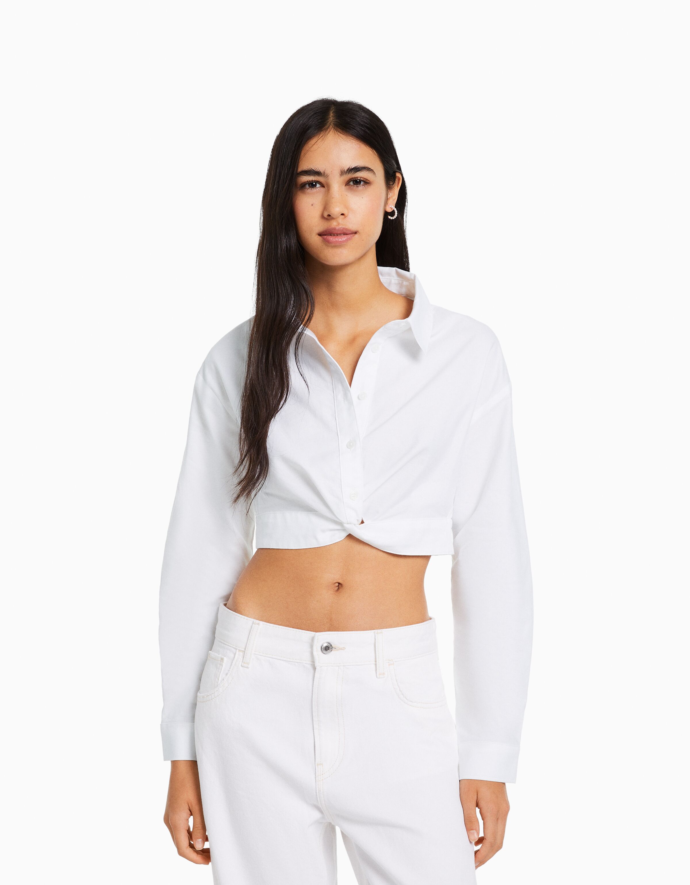 Camisa manga larga detalle cruce delantero