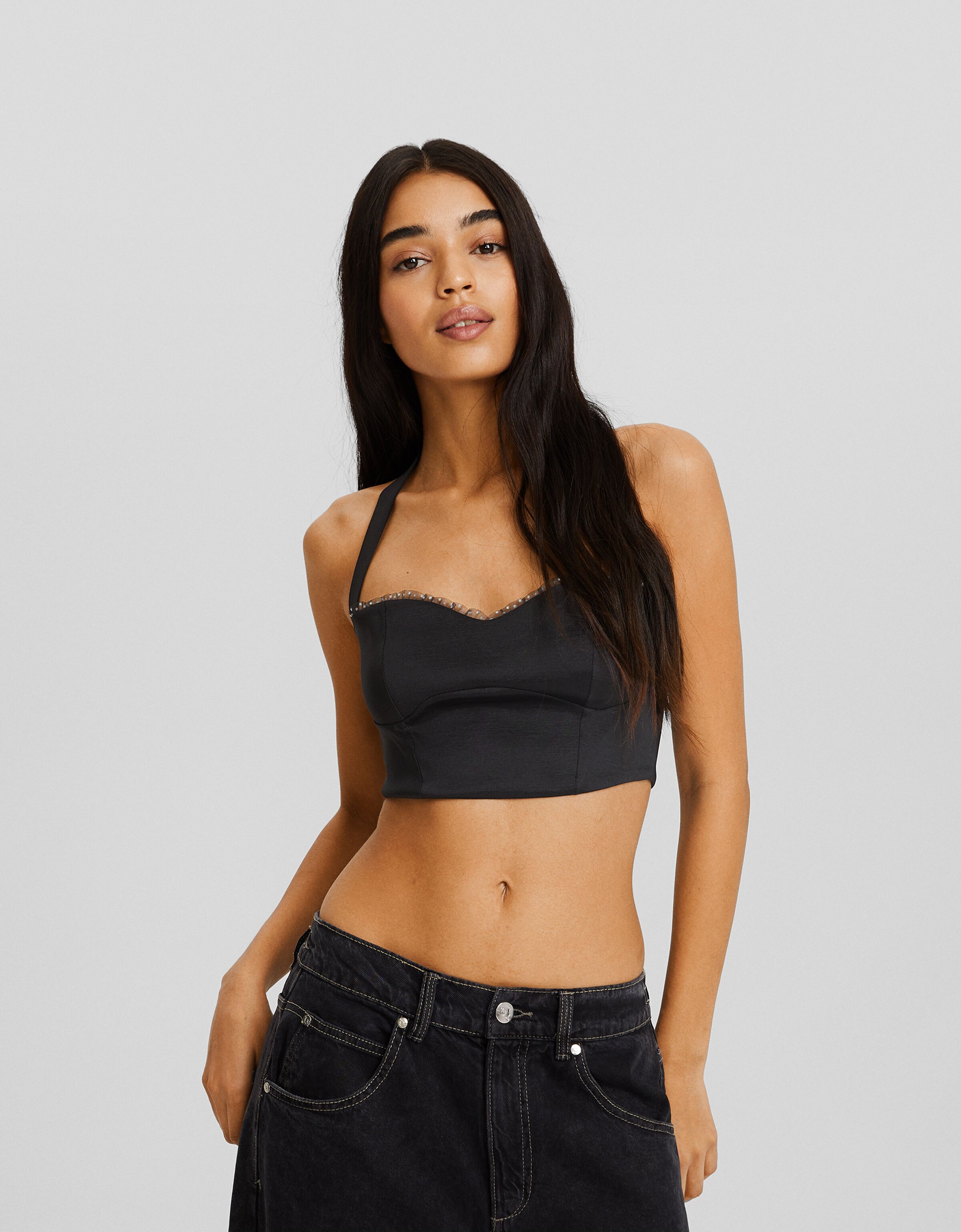 Top cropped tafeta plumeti