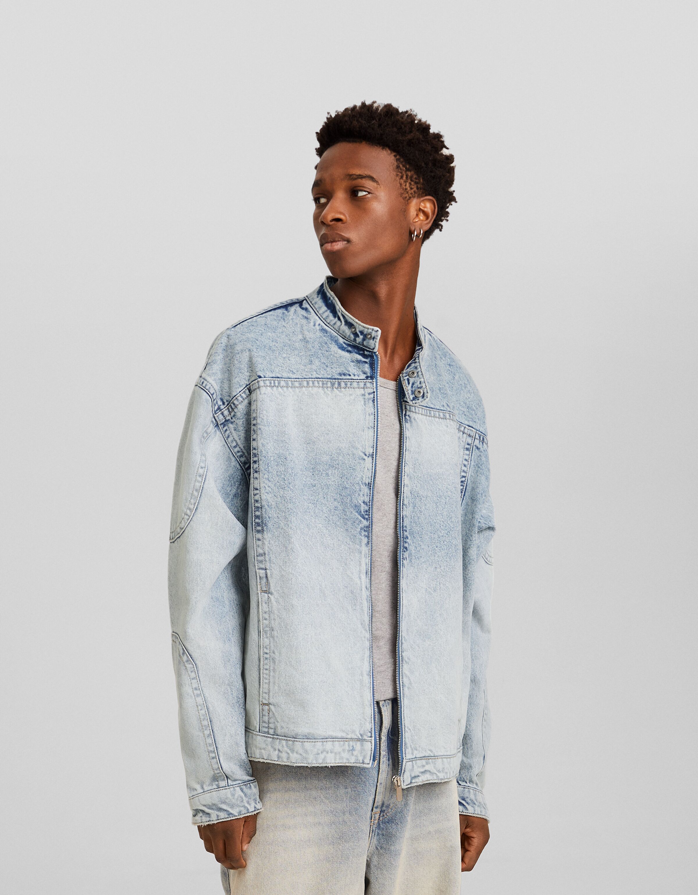 Cazadora denim biker efecto lavado