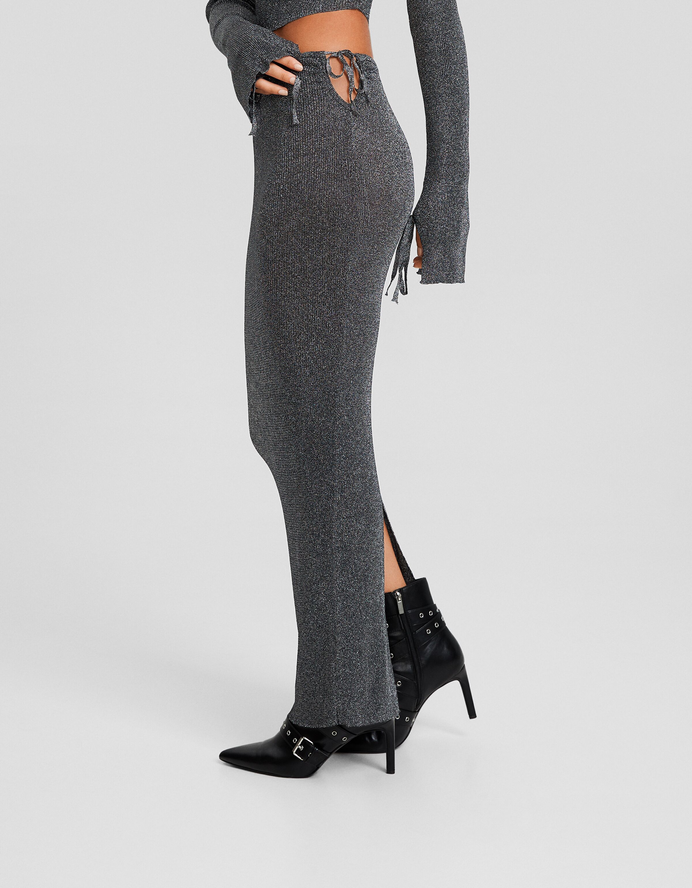 Falda midi punto brillo