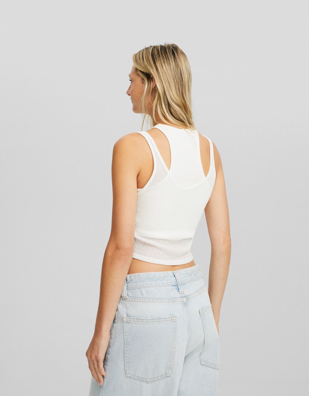 Camiseta doble sin mangas rib