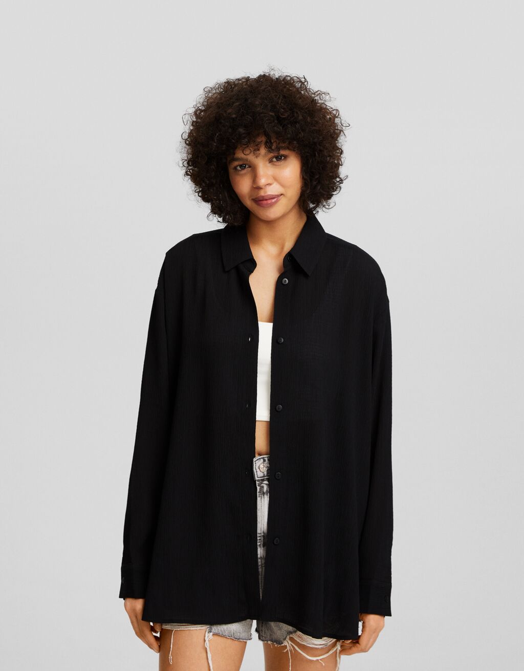 Camisa manga larga oversize bambula