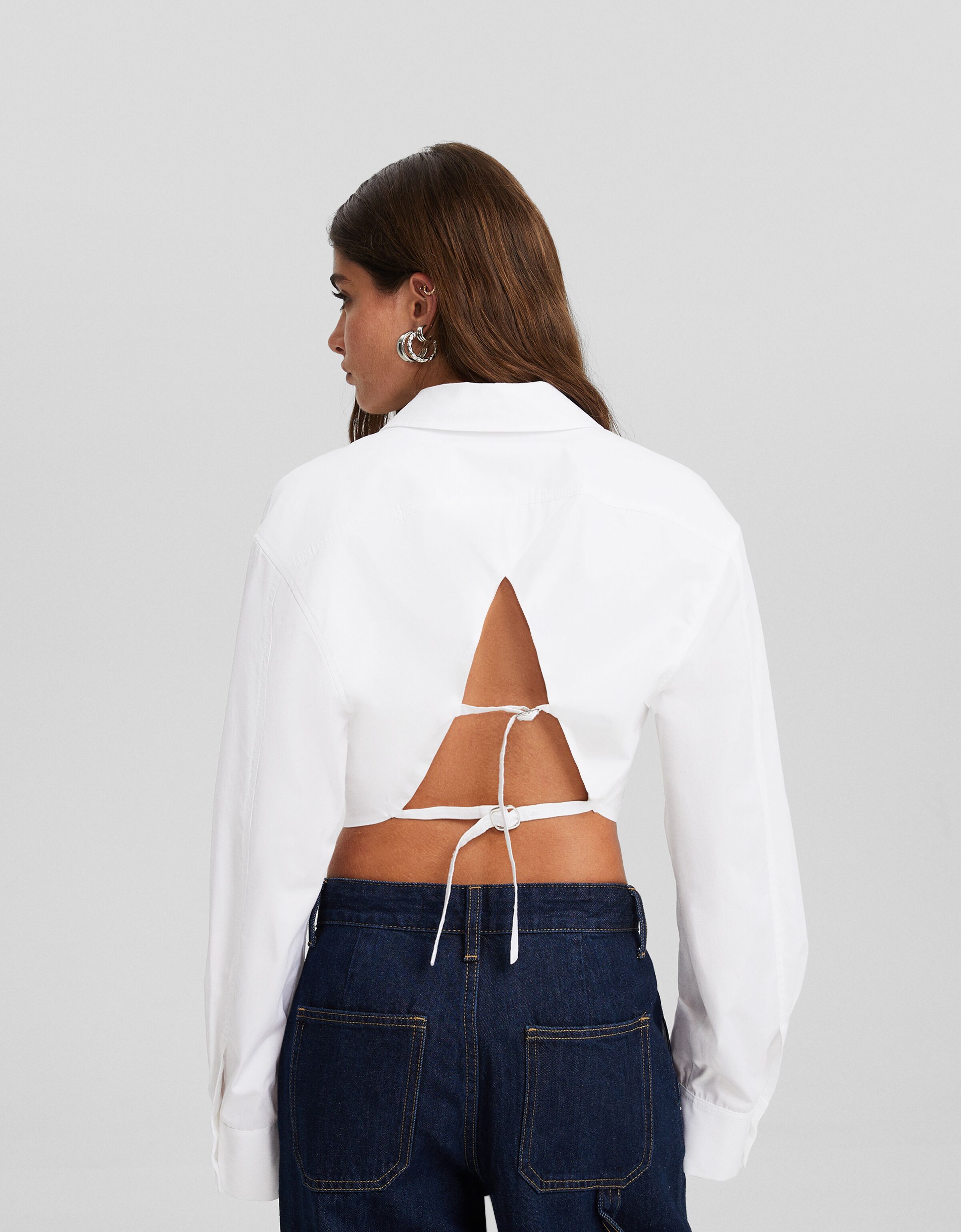 Camisa manga larga popelín detalle espalda