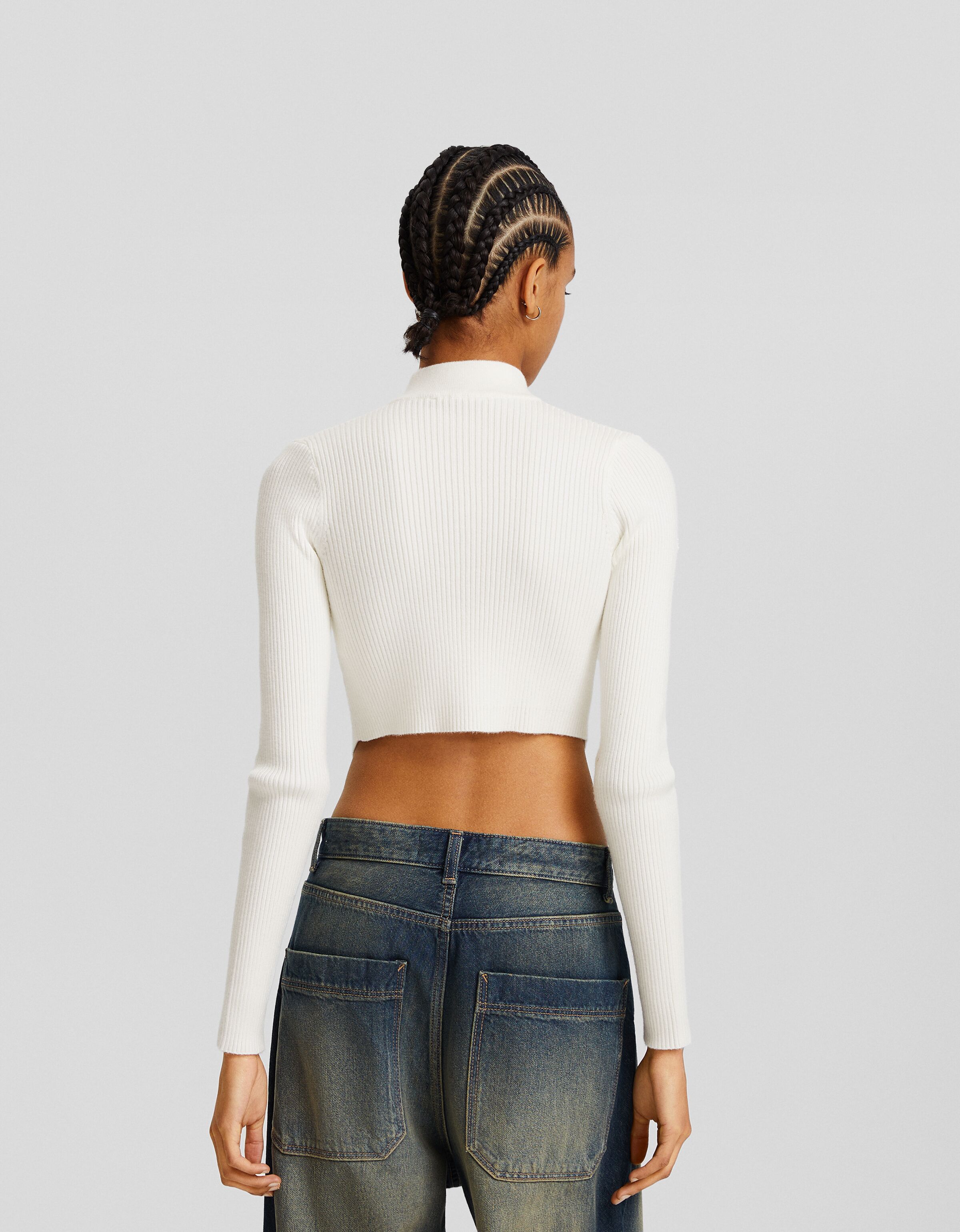 Cárdigan cremallera rib