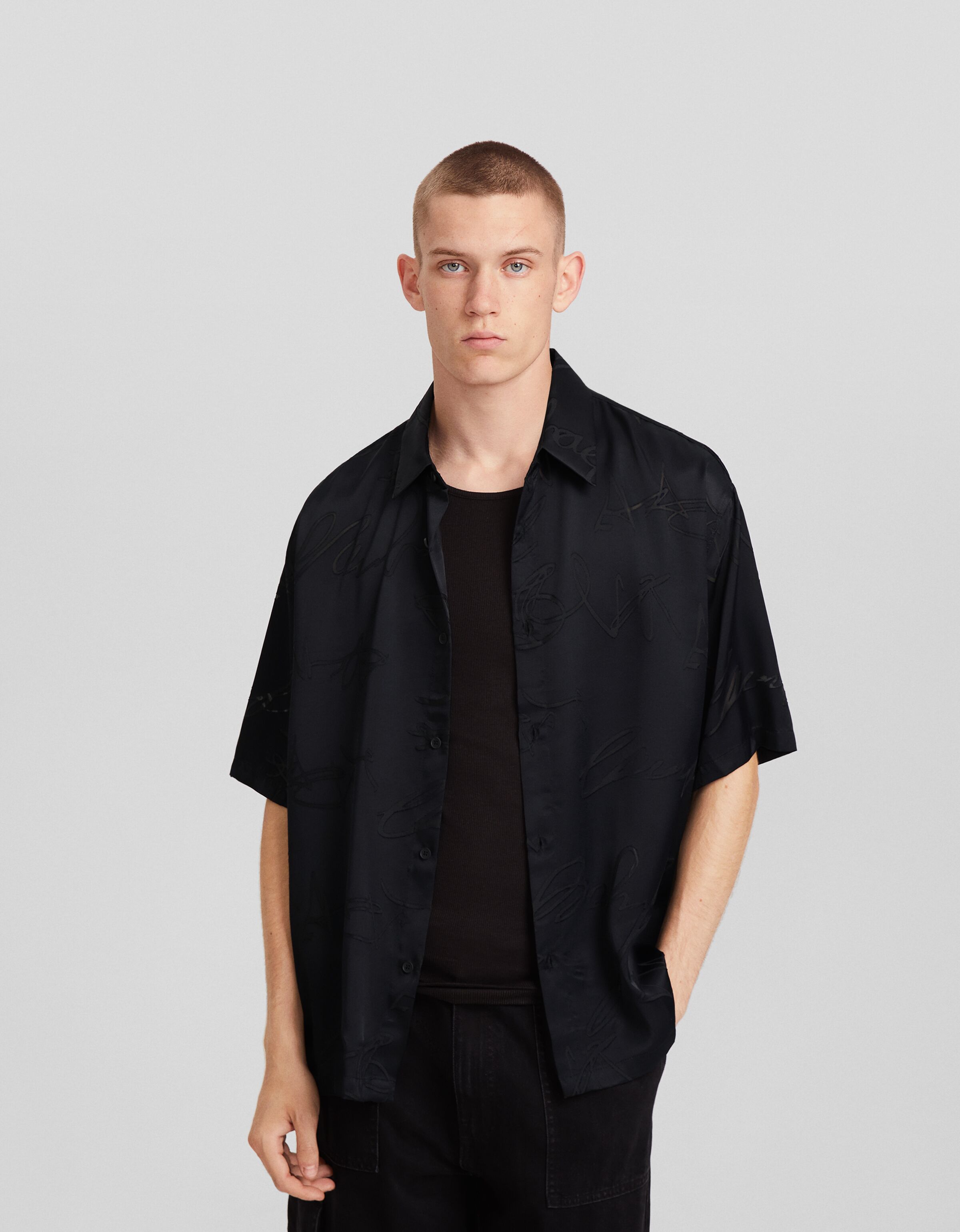 Camisa manga corta satinada