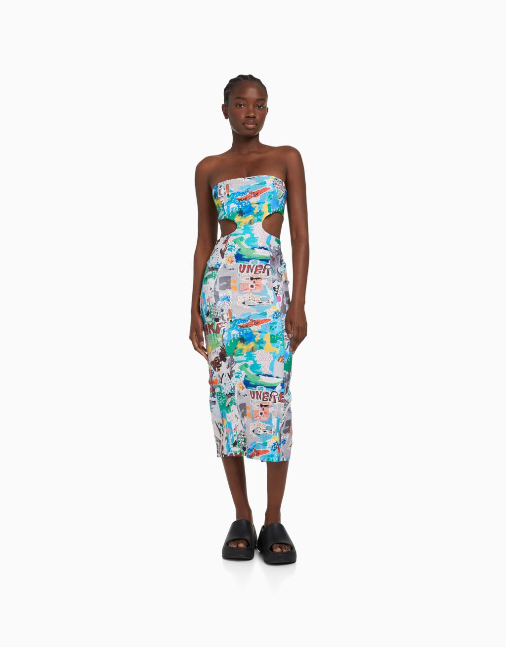 Vestido Jean-Michel Basquiat midi bandeau print