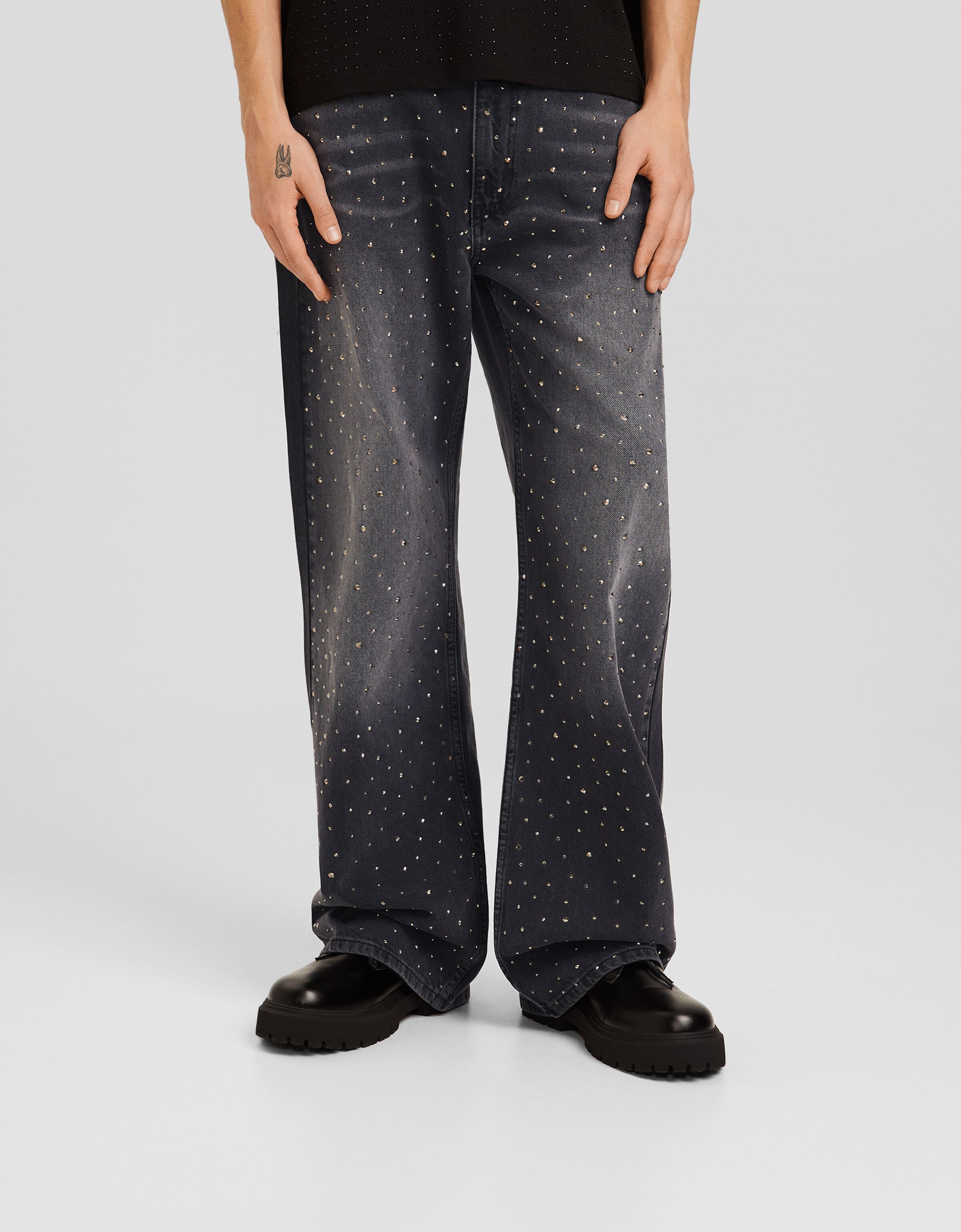 Jeans baggy strass