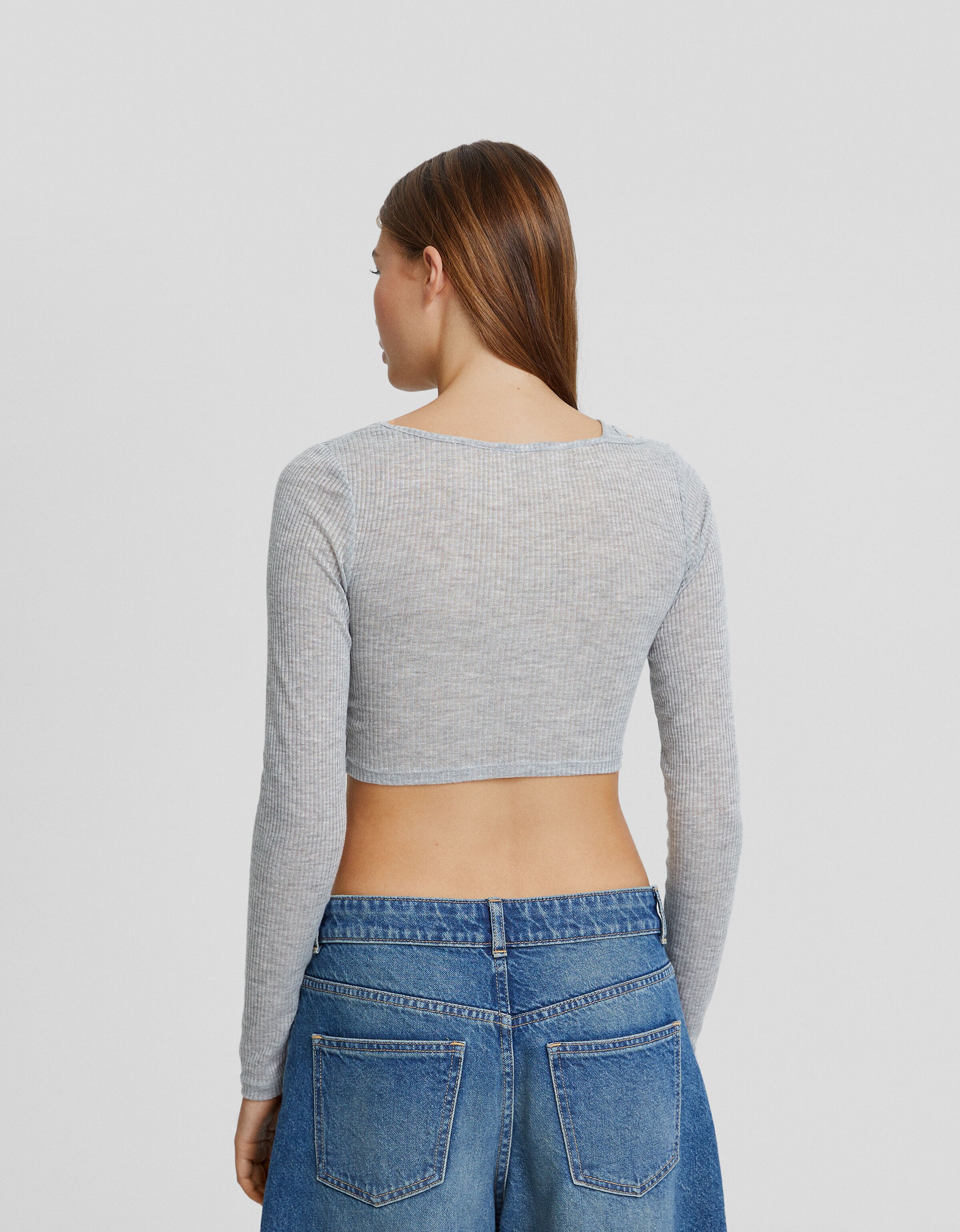 Camiseta manga larga cut out nudo rib