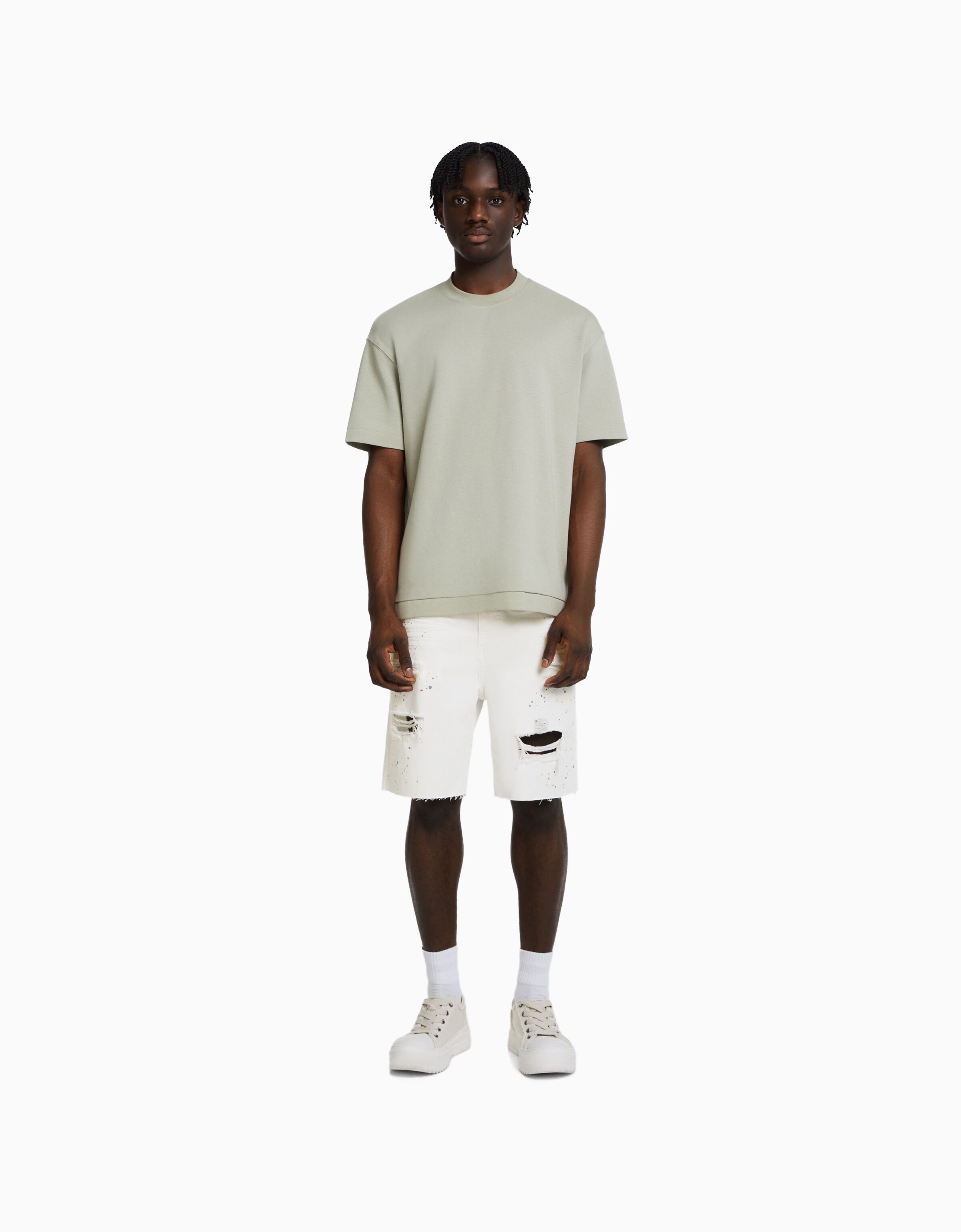 Bermuda denim rotos pintura