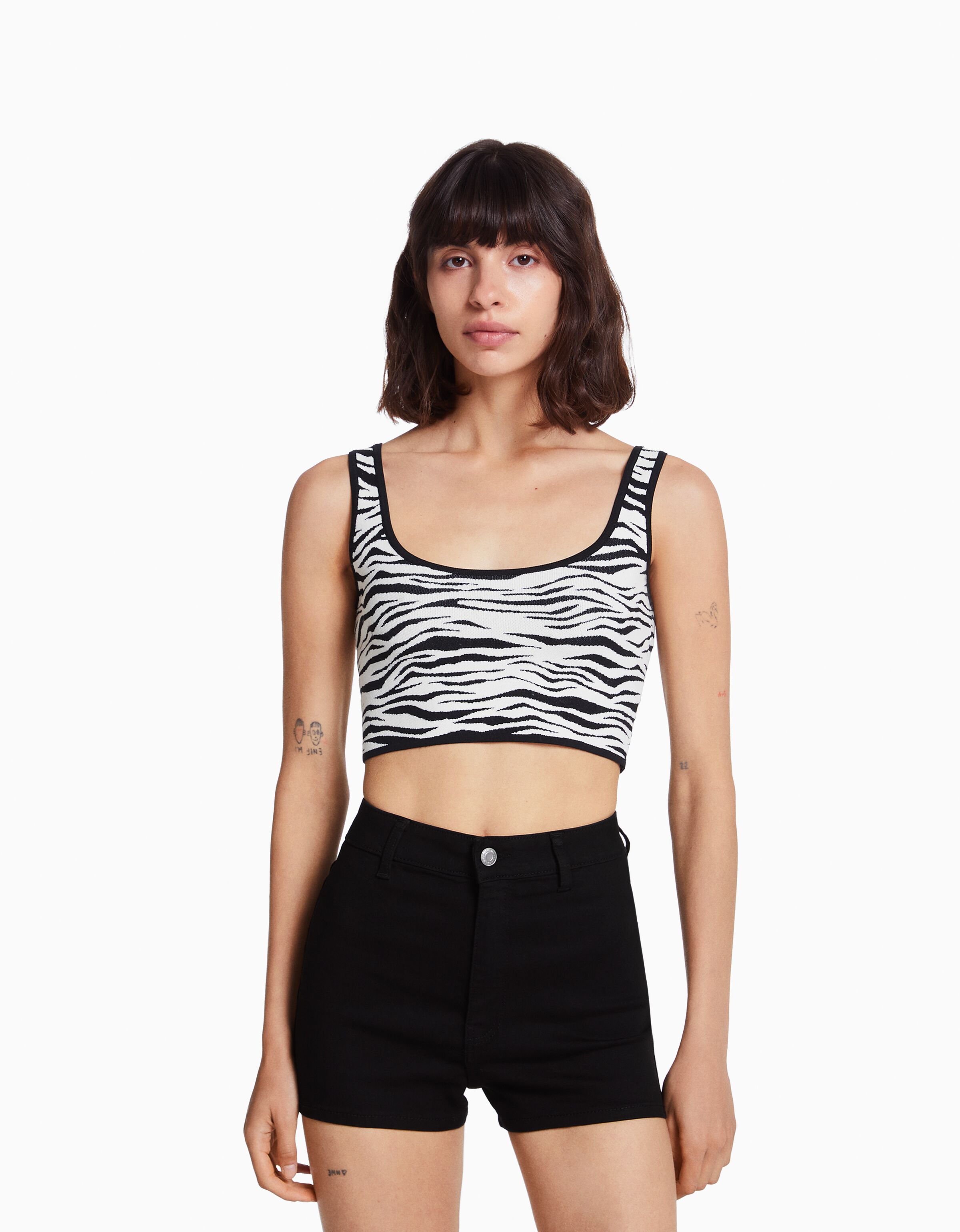 Short denim high waist elástico